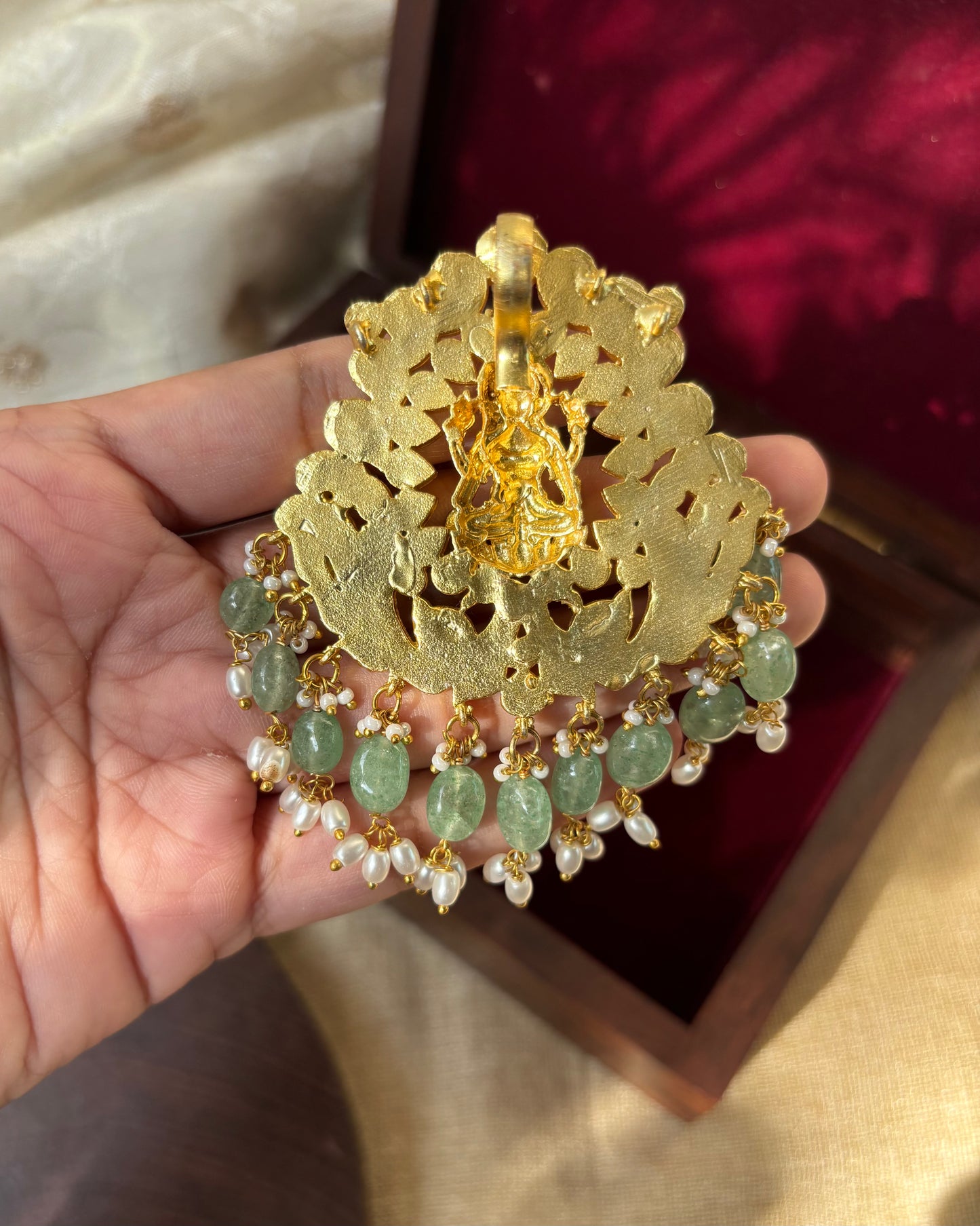 Antique Jadau Kundan Lakshmi Pendant | HA162