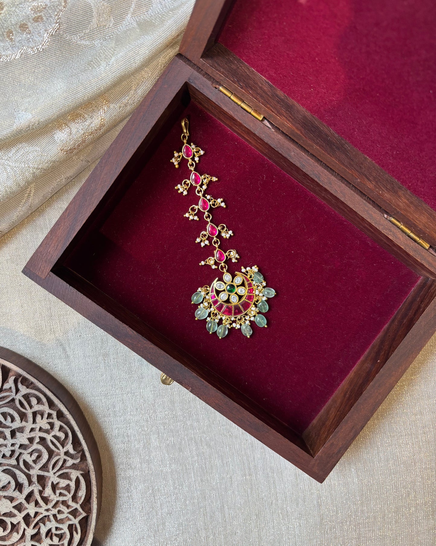 Floral Peacock Jadau Kundan Maang Tikka | MT150