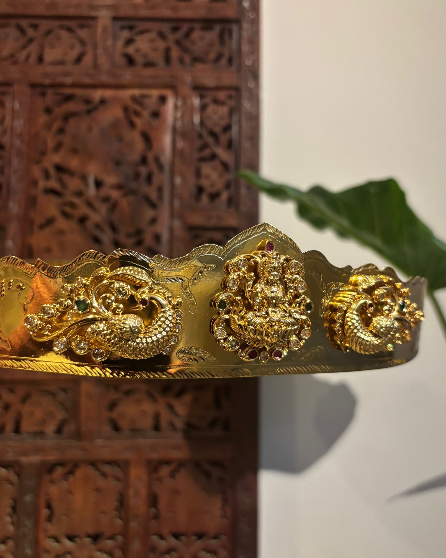 Antique Lakshmi Hipbelt with 3D Lakshmi & Peacock Motifs – Traditional Bridal Vaddanam | WB003