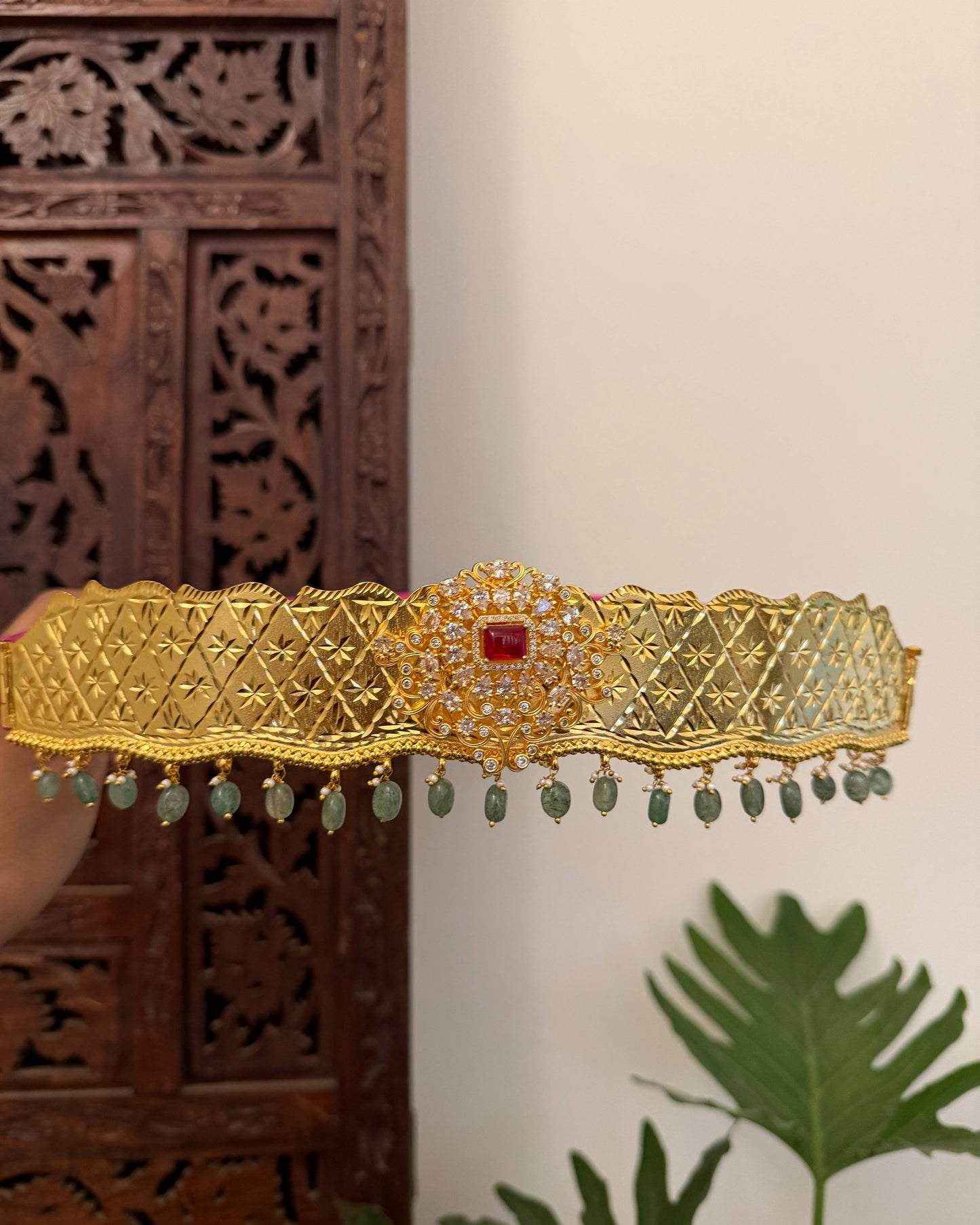 Floral Ruby Hip Belt with Adjustable Multi-Hook Closure | WB032