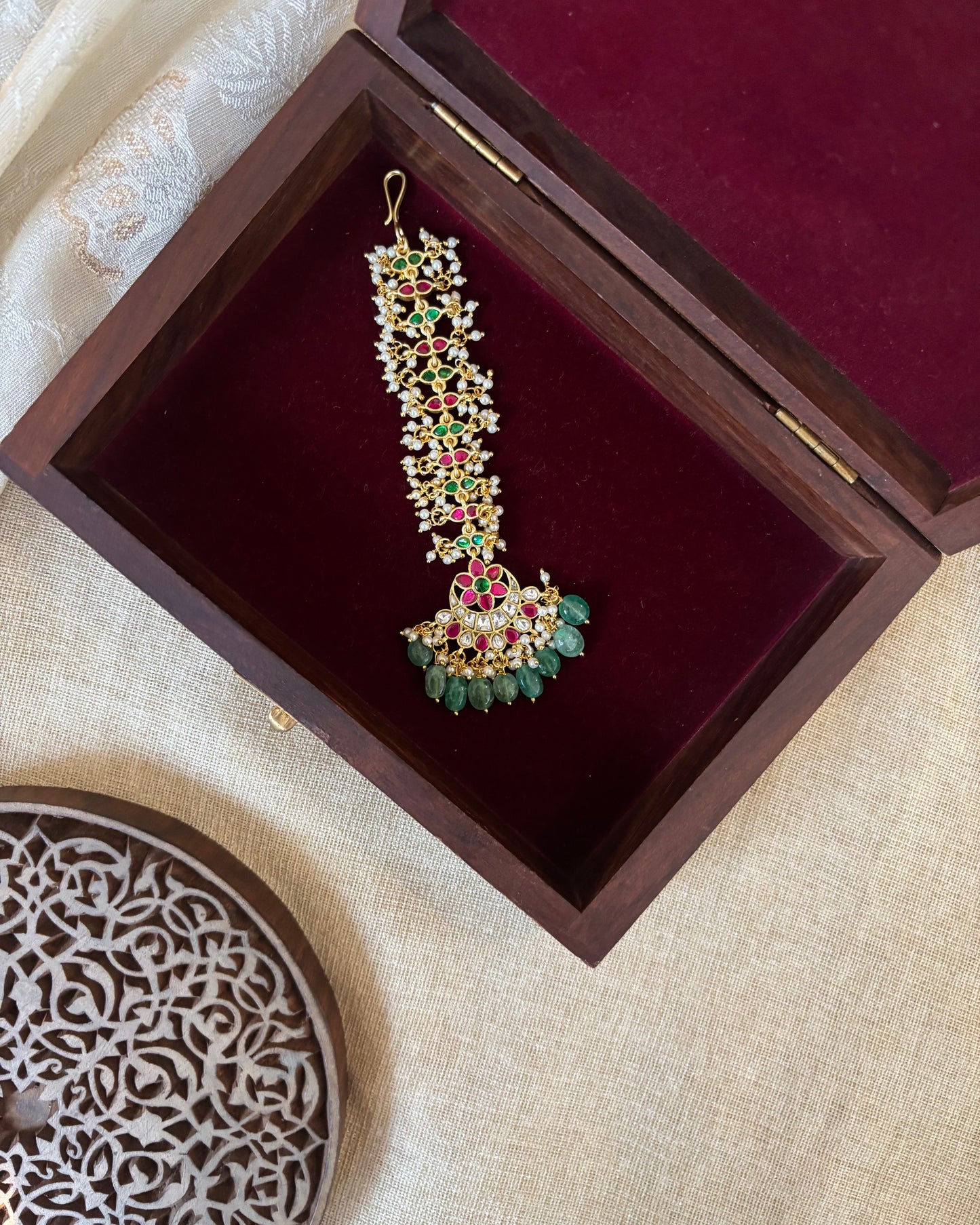 Floral Jadau Kundan Maang Tikka | MT288