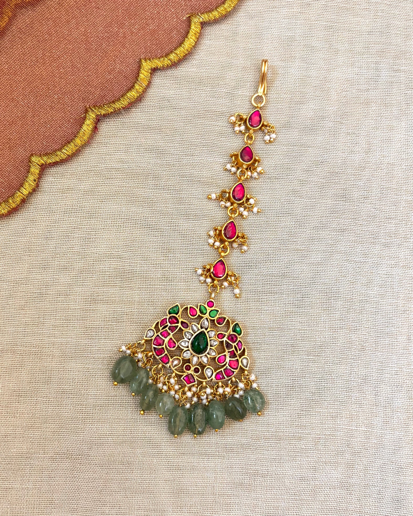 Peacock-Inspired Jadau Maang Tikka | MT043