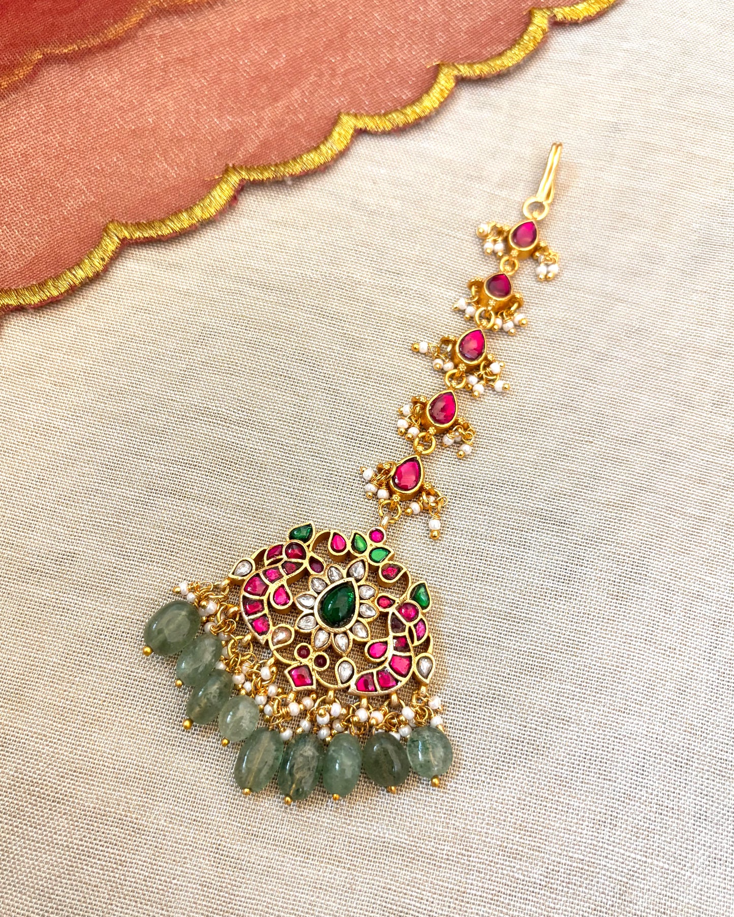 Peacock-Inspired Jadau Maang Tikka | MT043