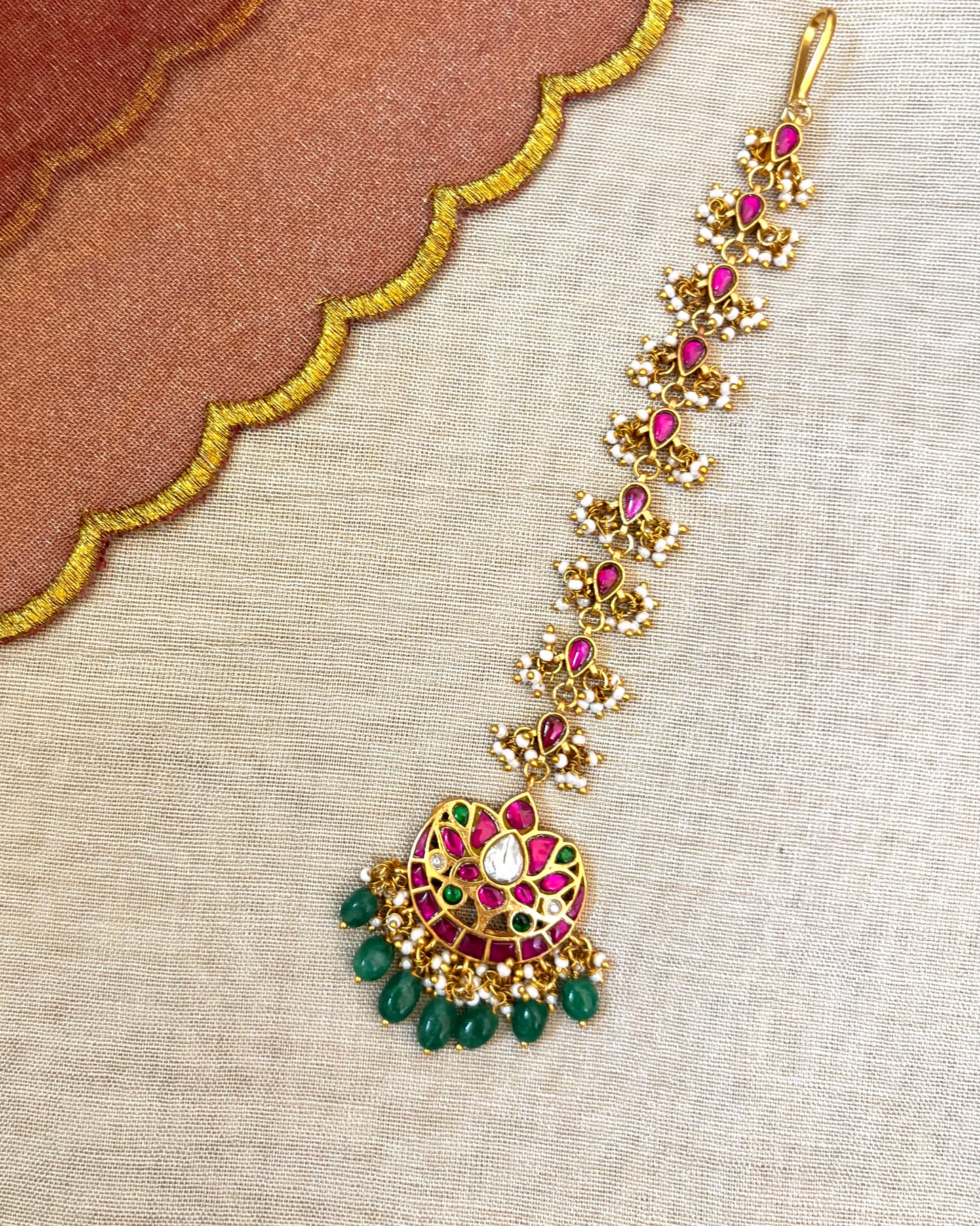 Floral Jadau Maang Tikka | MT042