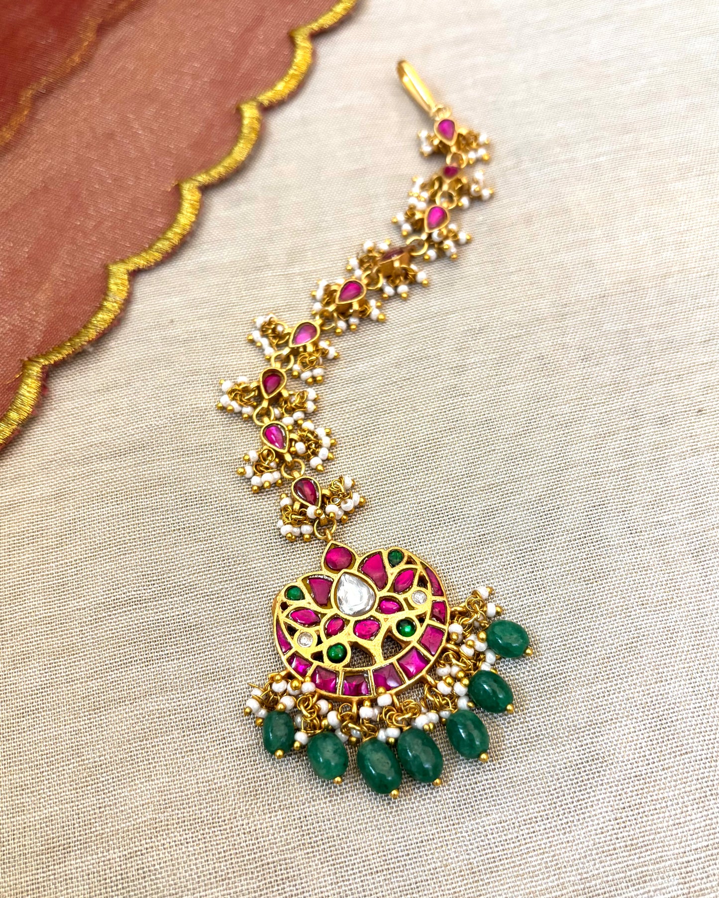 Floral Jadau Maang Tikka | MT042
