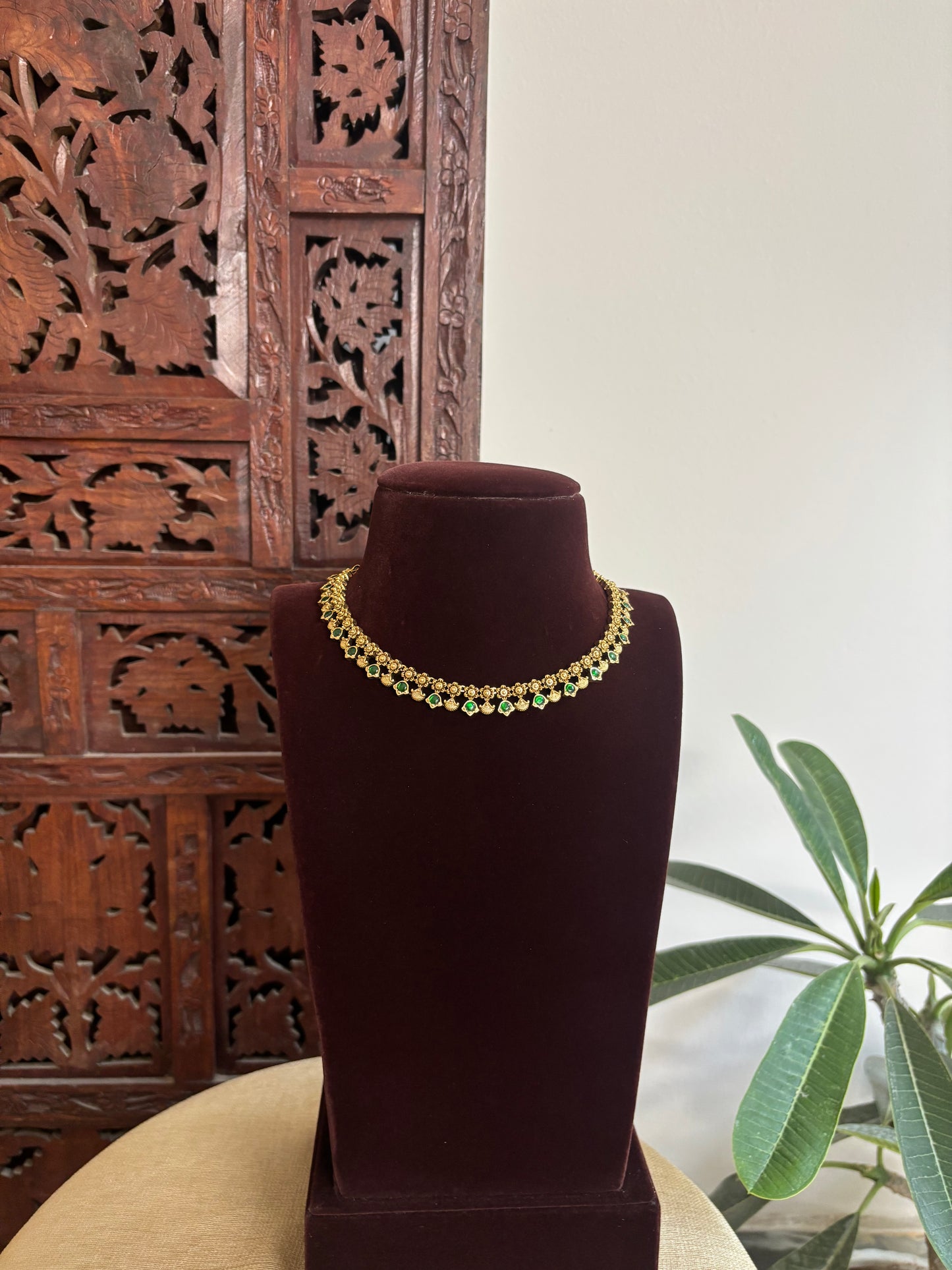 Antique Finish Jadau Pearl Necklace Set with Matching Earrings | NC529