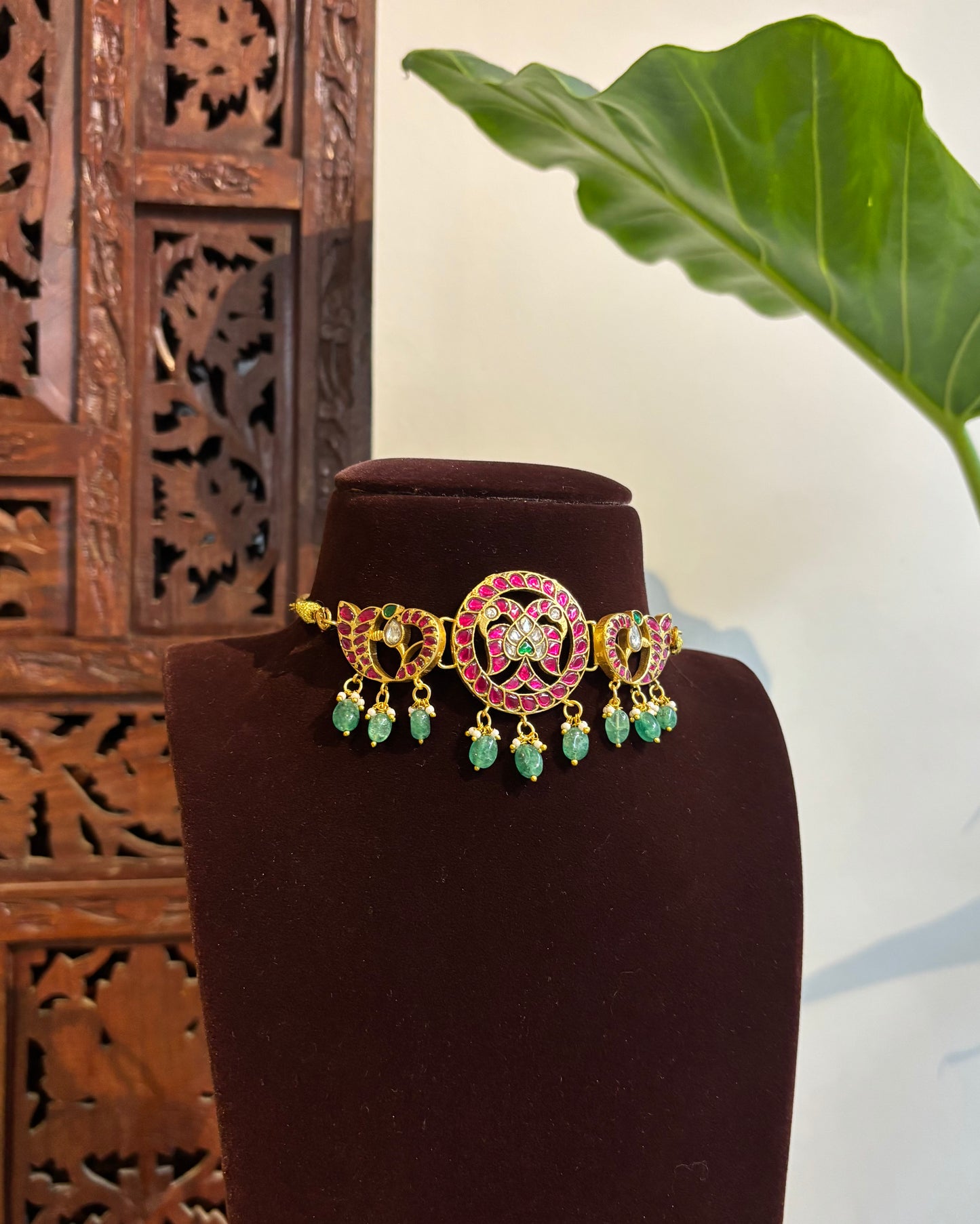 Gandaperunda Peacock Jadau Kundan Choker – Heritage Statement Jewellery| NC271
