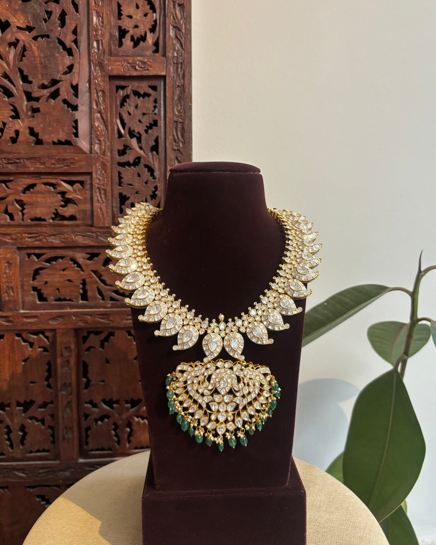 Mossanite White Mango Haram – Premium Gold Finish Necklace Set | NC357