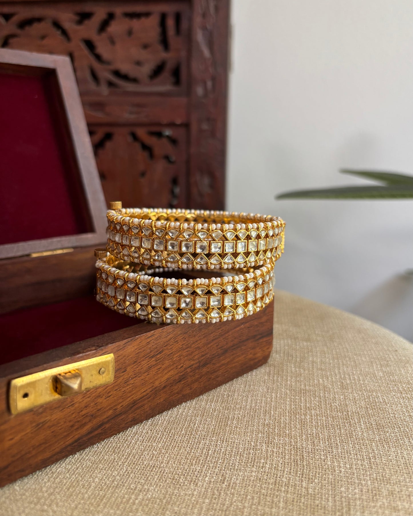 Jadau Kundan Gold Plated Bangles | White | BA075 | BA076 | BA077