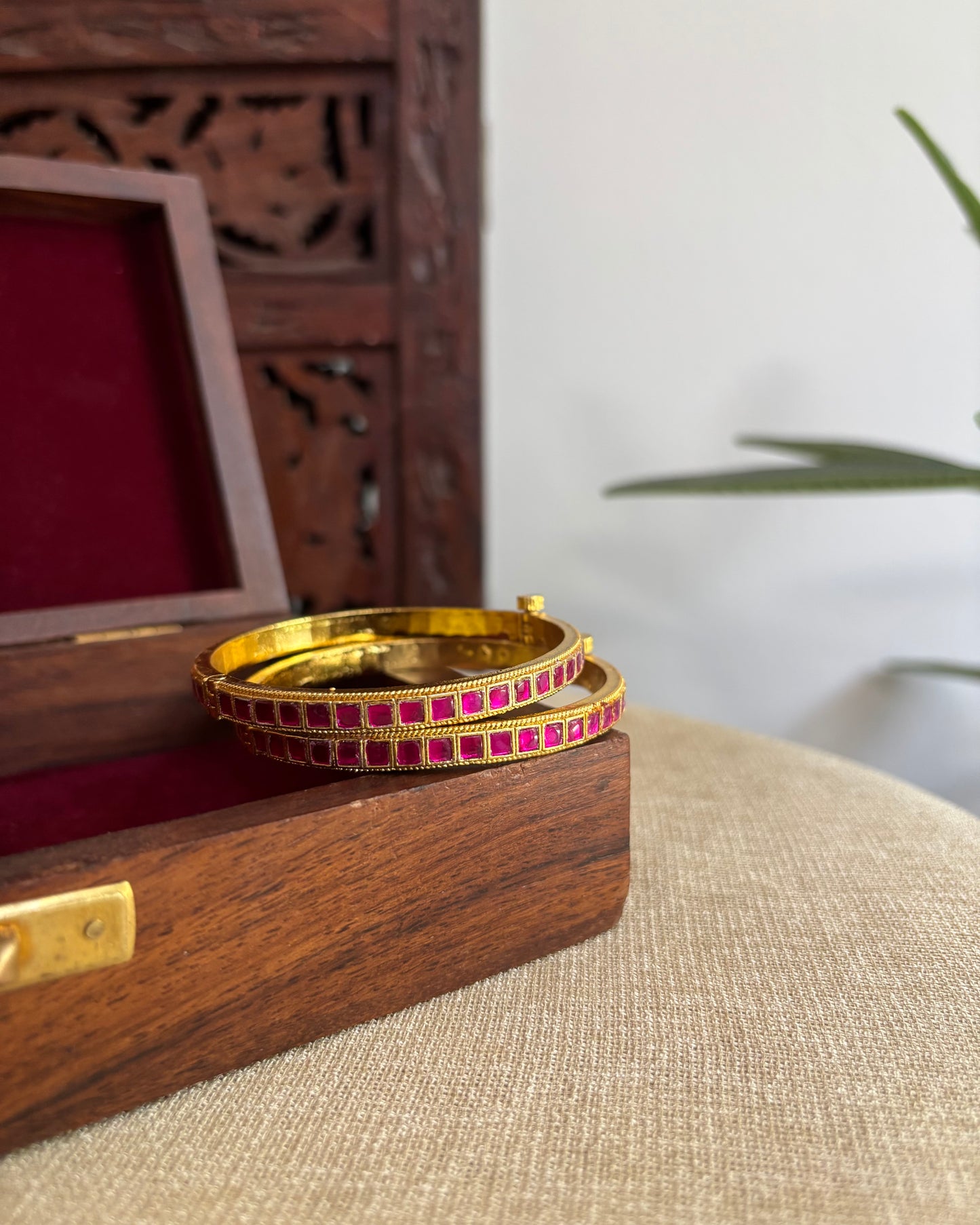Pink Jadau Kundan Bangles | BA073 | BA074