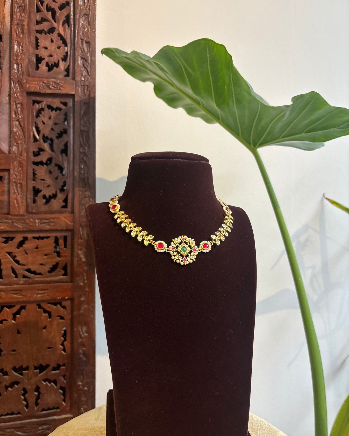 Regal Floral Statement Choker – Multifunctional Jewellery| NC275