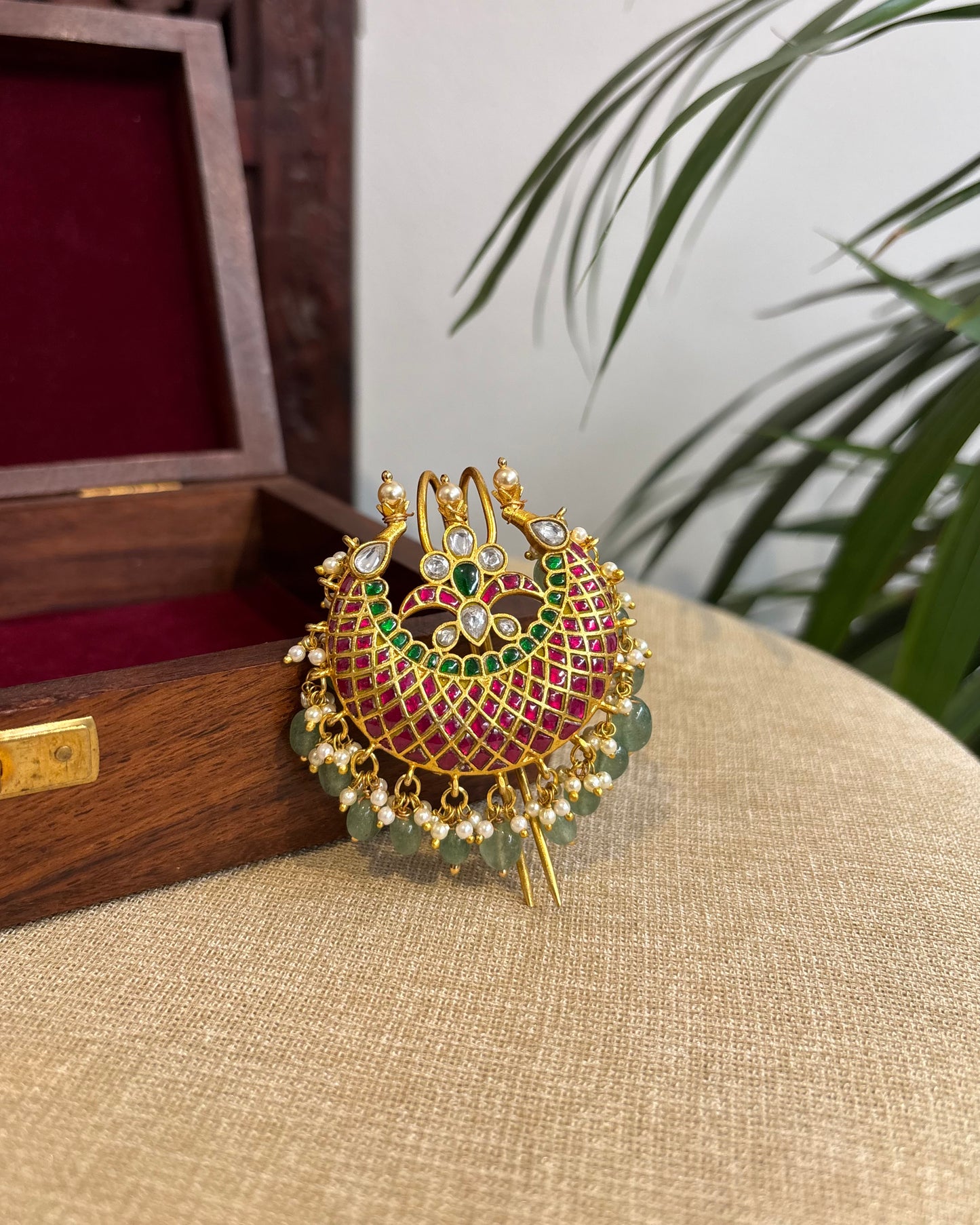 Multicolor Handcrafted Jadau Kundan Hair Pin | HA264