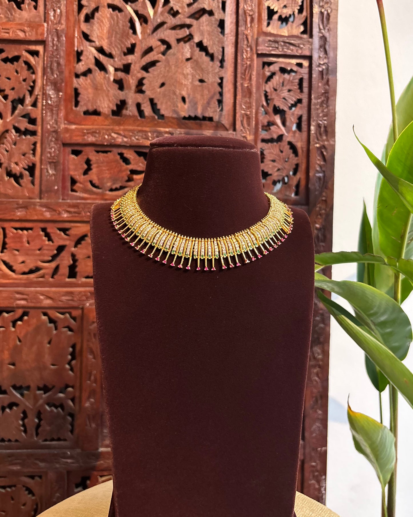 Contemporary AD Necklace Set with Matching Earrings | NC168