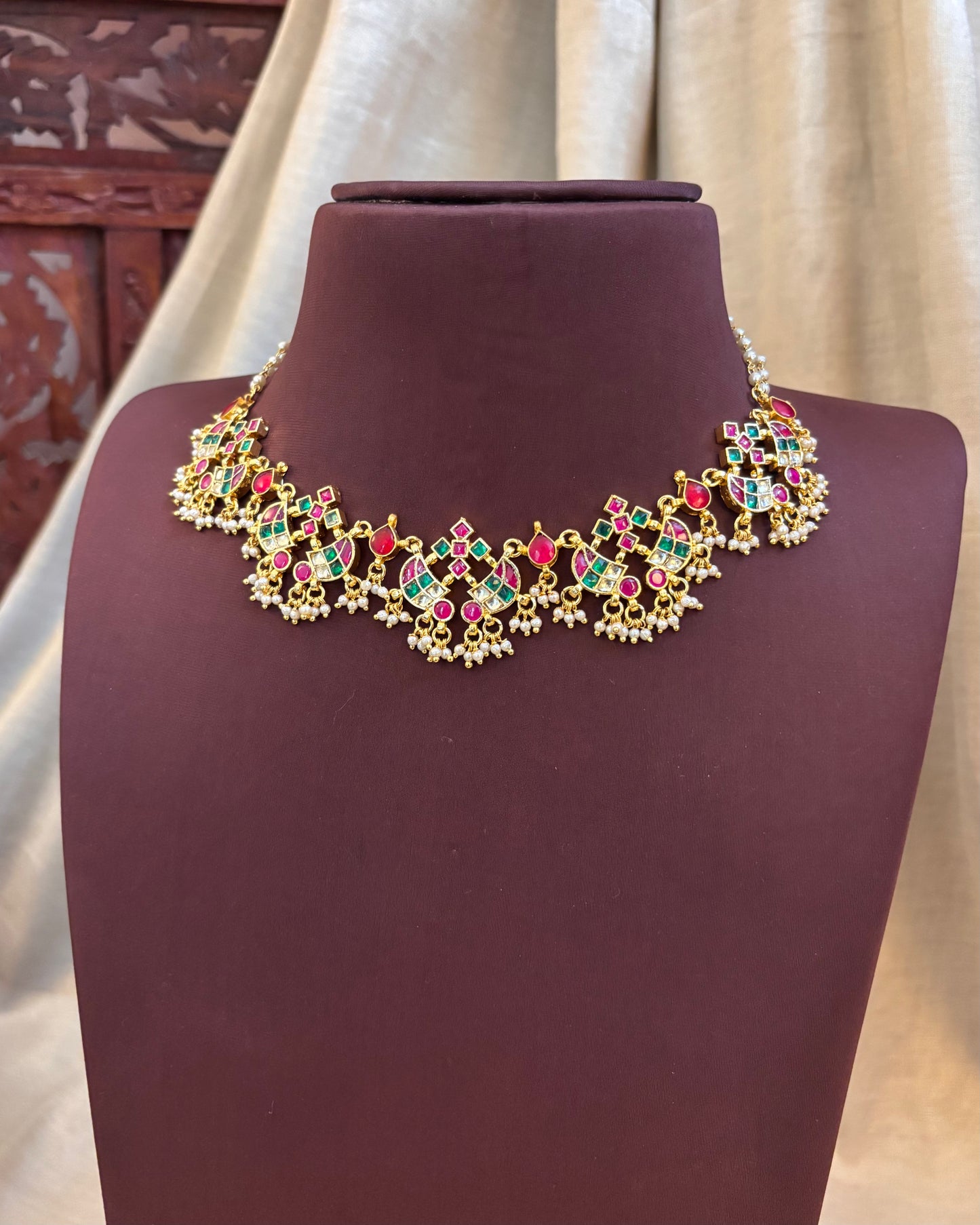Intricate Floral Jadau Kundan Necklace | NC089