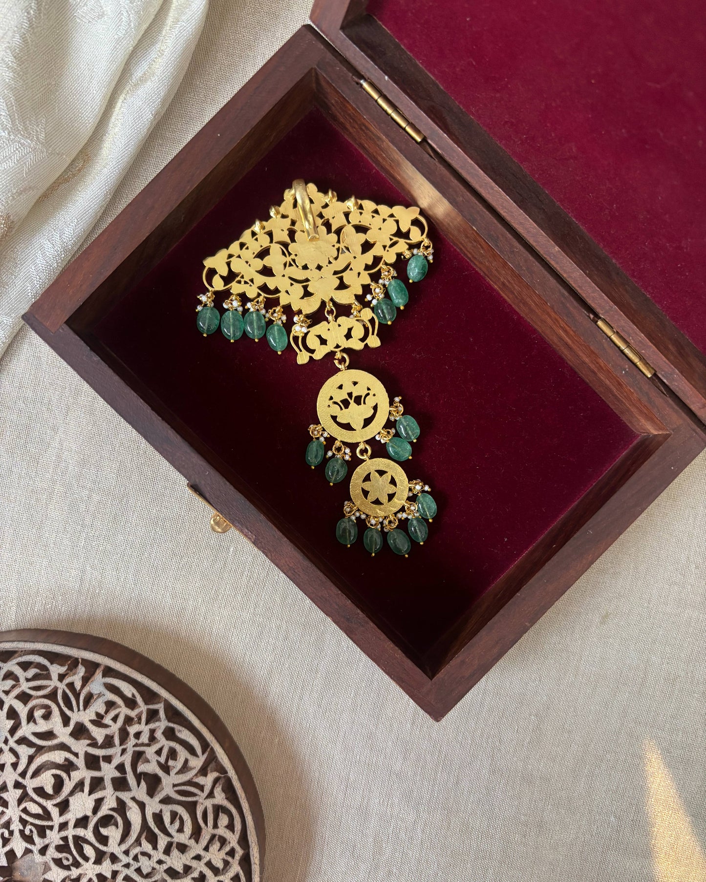 Multicolor Royal Floral Jadau Kundan Pendant | HA348