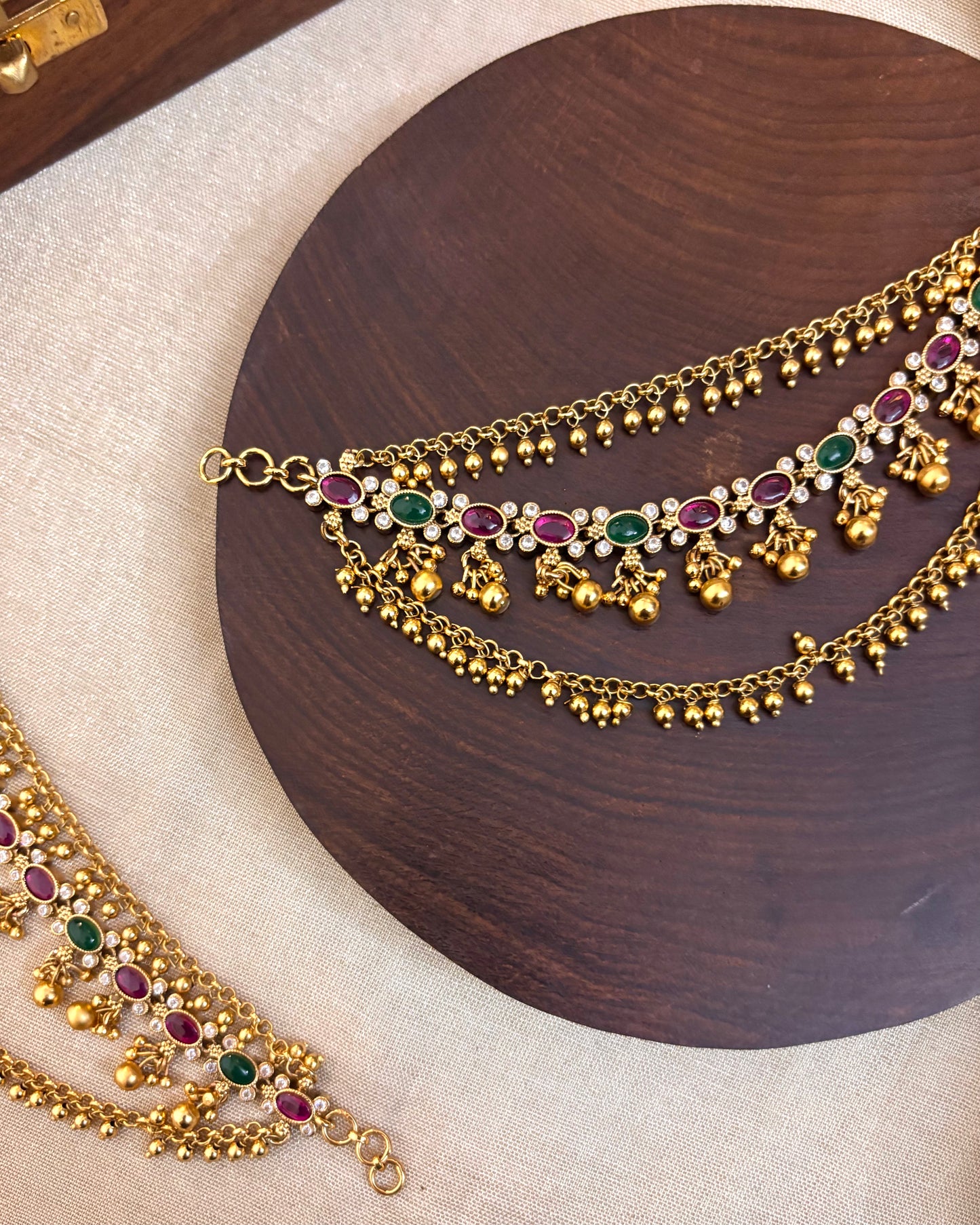 Antique Polish Three-Layer Kemp Bridal Ear Chain | EC065
