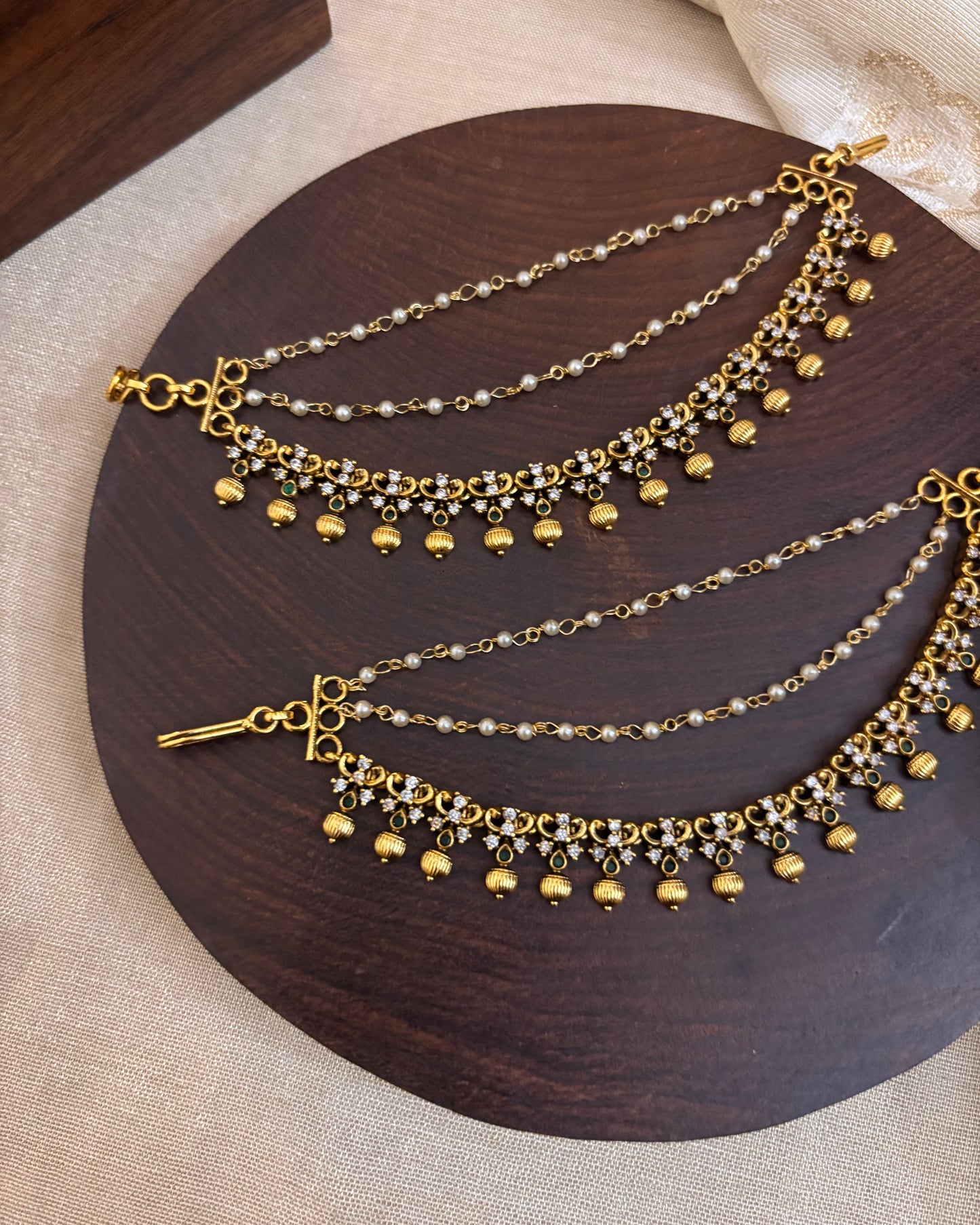Antique Polish Three-Layer Kemp Bridal Ear Chain | EC054