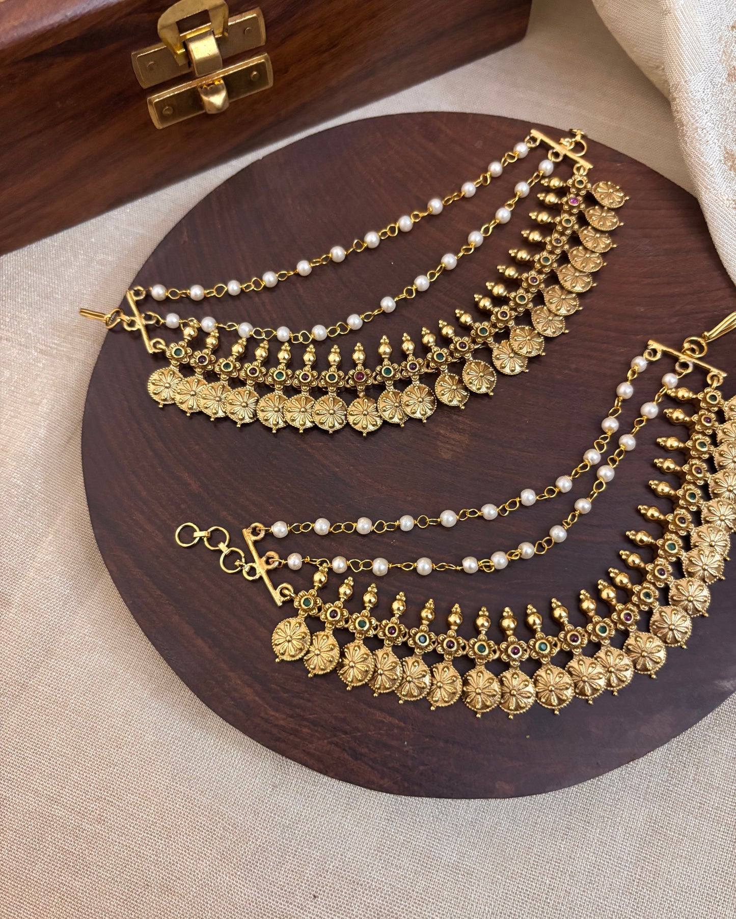 Antique Polish Kaasu Three-Layer Kemp Bridal Ear Chain | EC061
