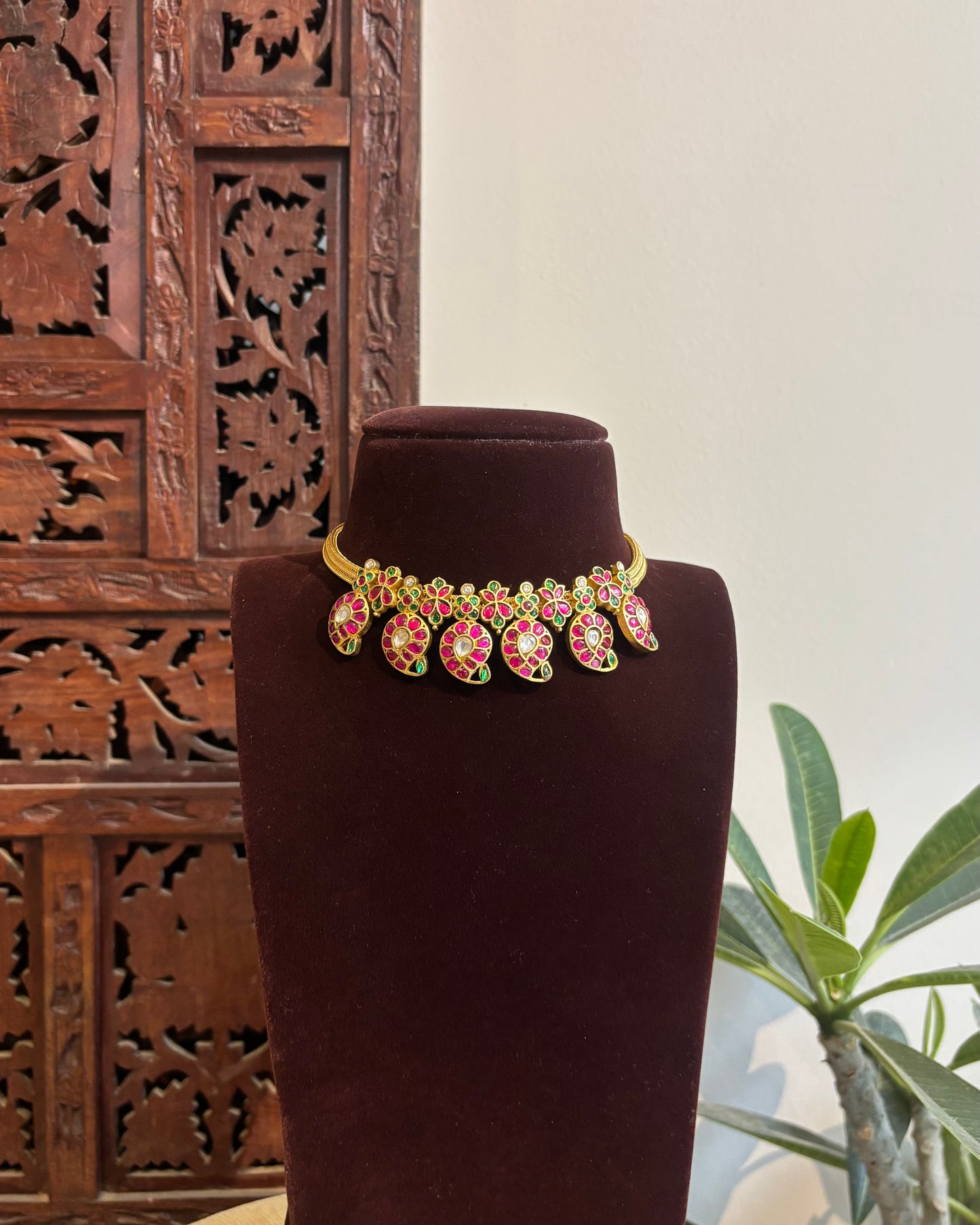 Multi Colour Kundan Chain Choker | Handmade Gold Plated | NC540