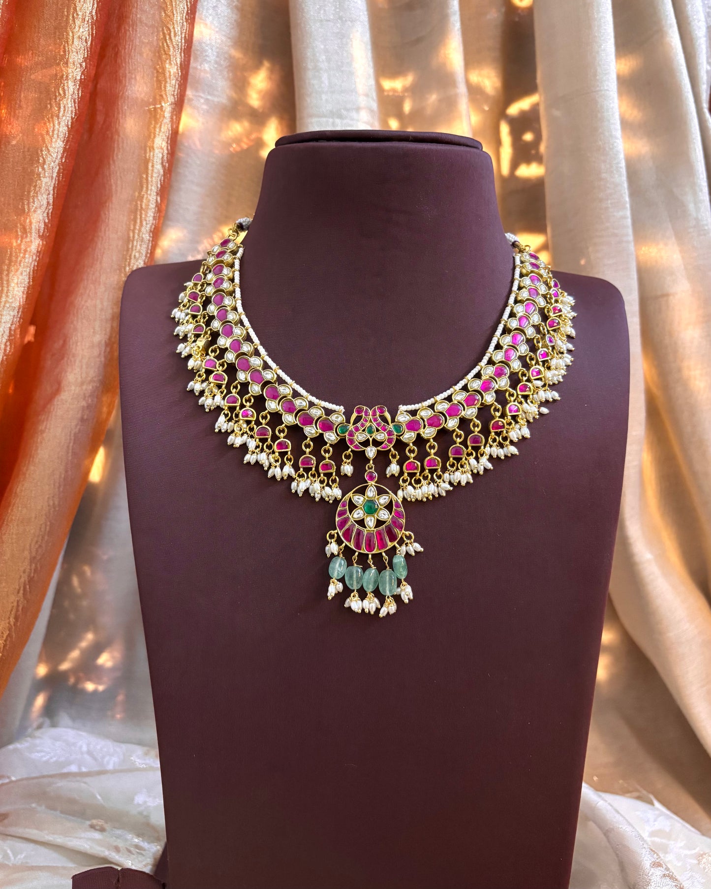 Intricate Floral Jadau Kundan Necklace | NC097