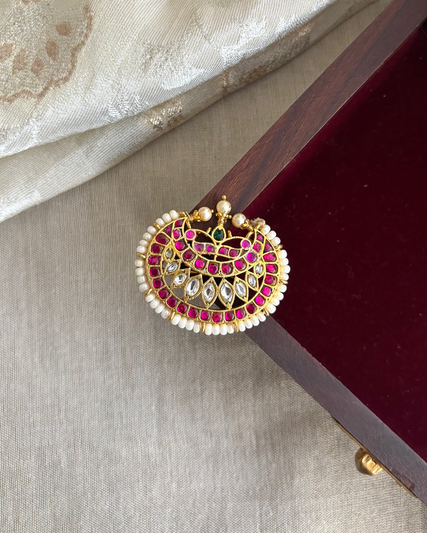 Jadau Kundan Sun & Moon Hair Accessory – Gold Plated Traditional Set | HA184