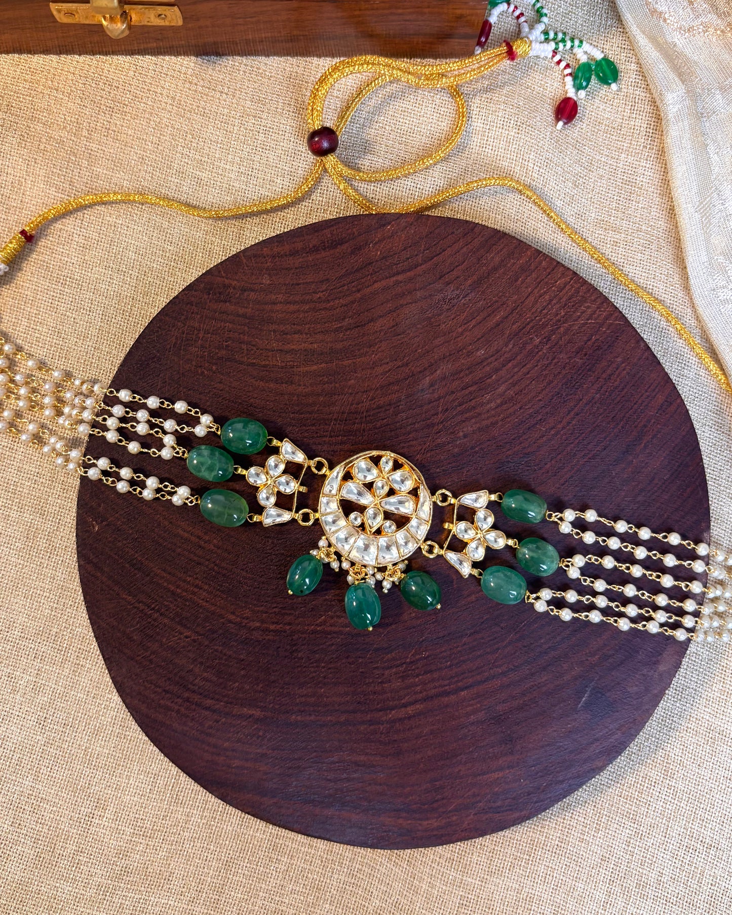 Minimal Kundan Pearl Choker Set | NC099