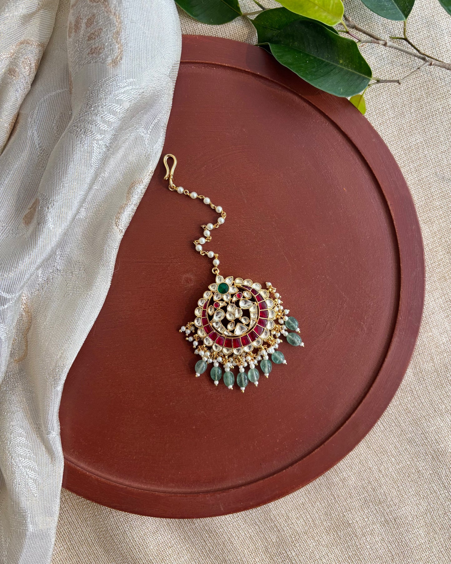 Floral Peacock Jadau Kundan Maang Tikka | MT159