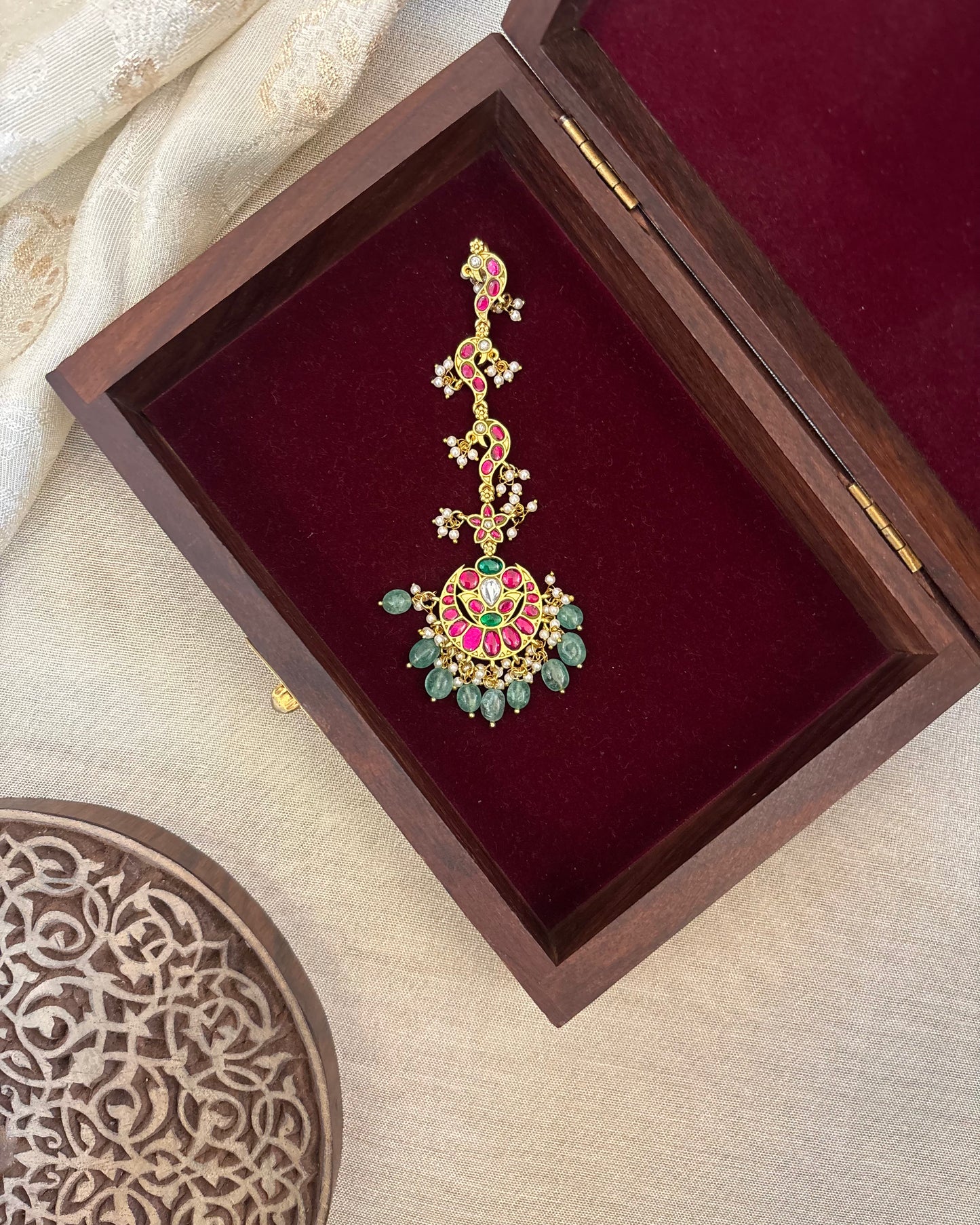 Floral Jadau Kundan Maang Tikka | MT295