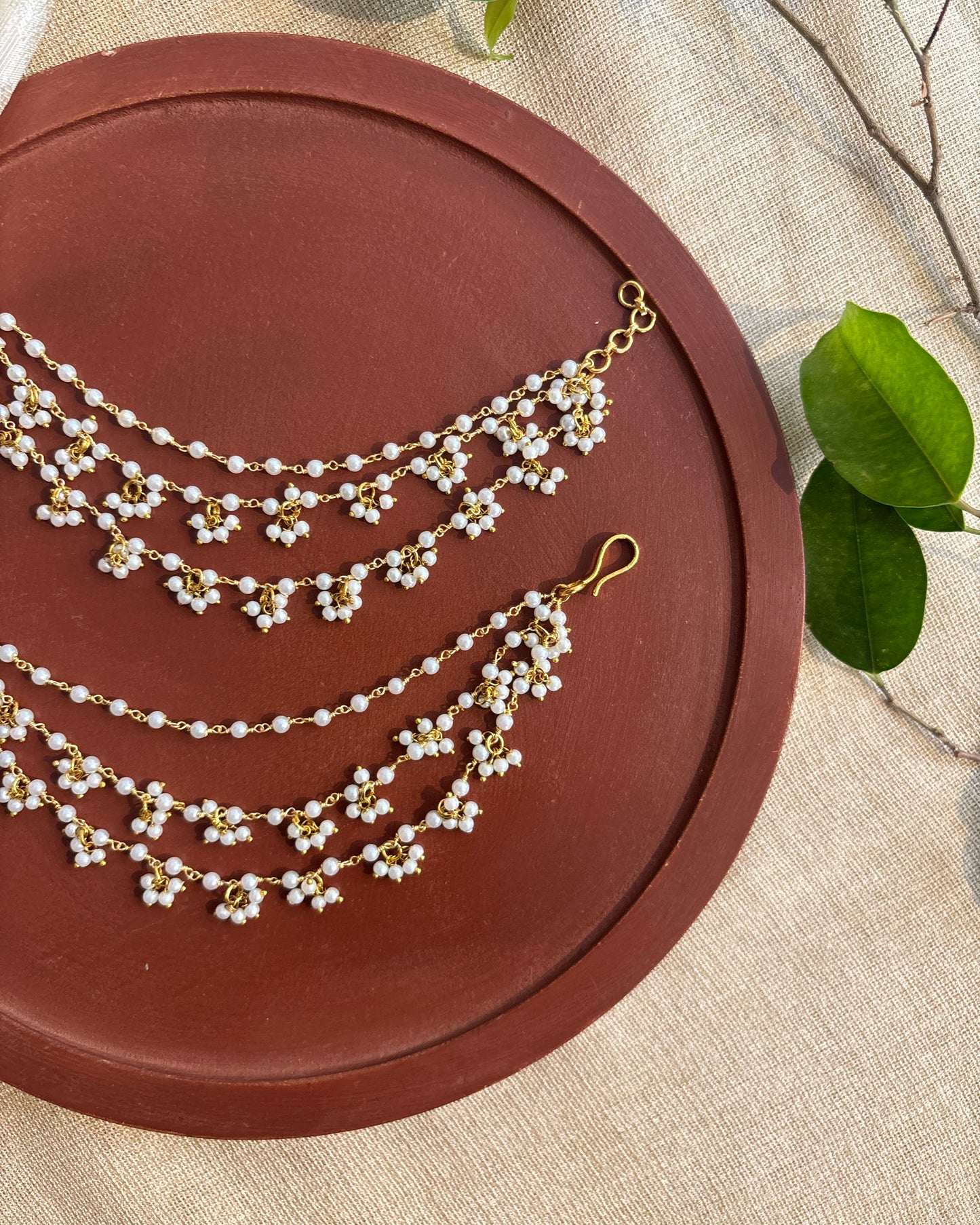 Minimal Pearl Kundan Ear Chain | EC130