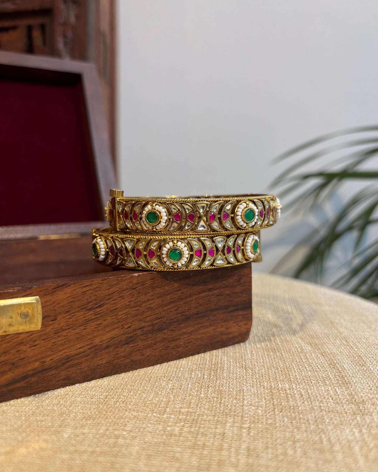 Multicolor Jadau Kundan Statement Bangles | BA044
