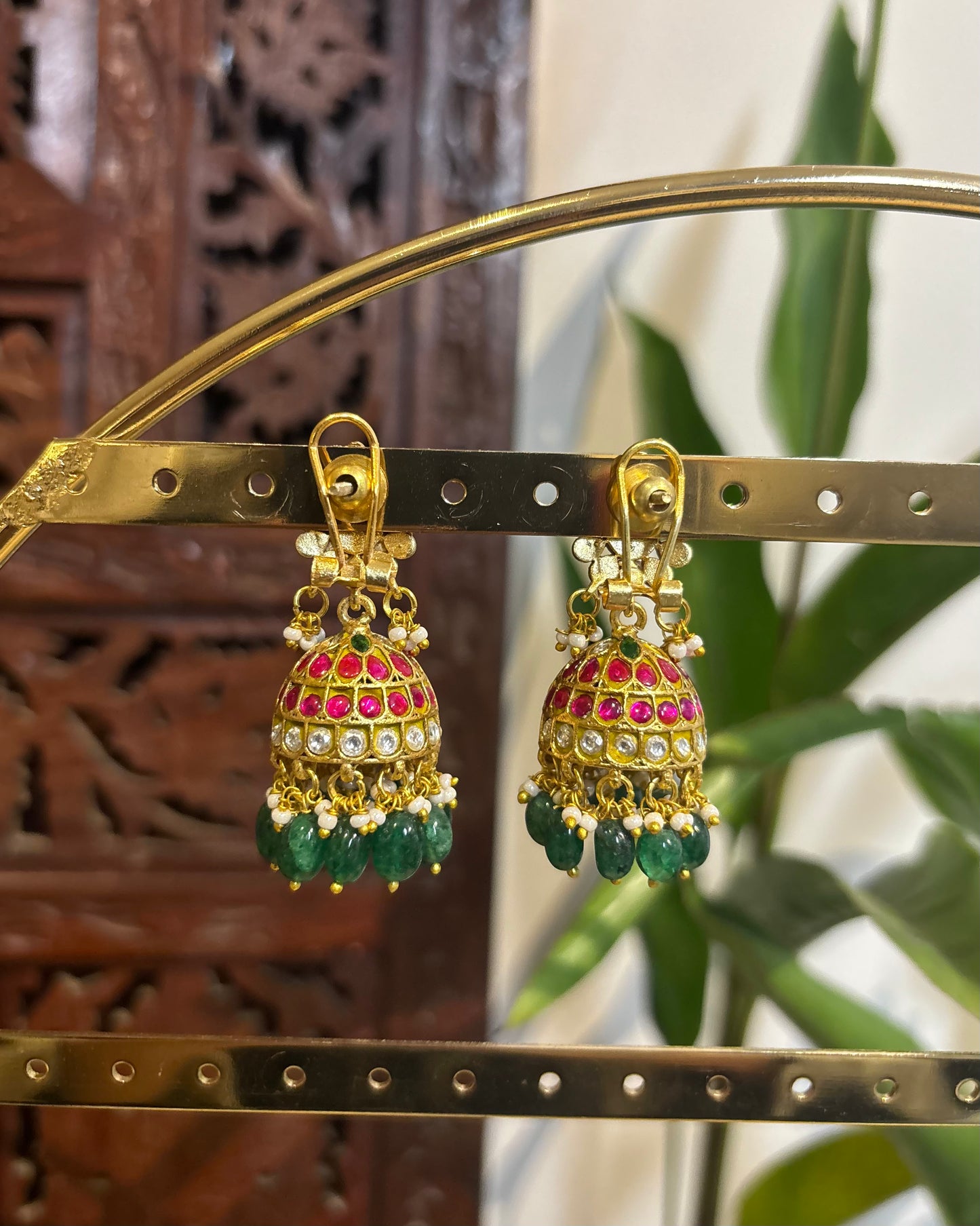 Floral Statement Multicolor Jadau Kundan Jhumkas | ER146