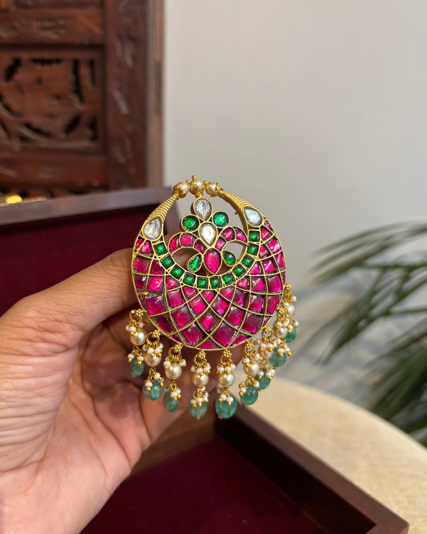 Handcrafted Round Floral Hair Pin – Jadau Kundan | HA276 (Copy)