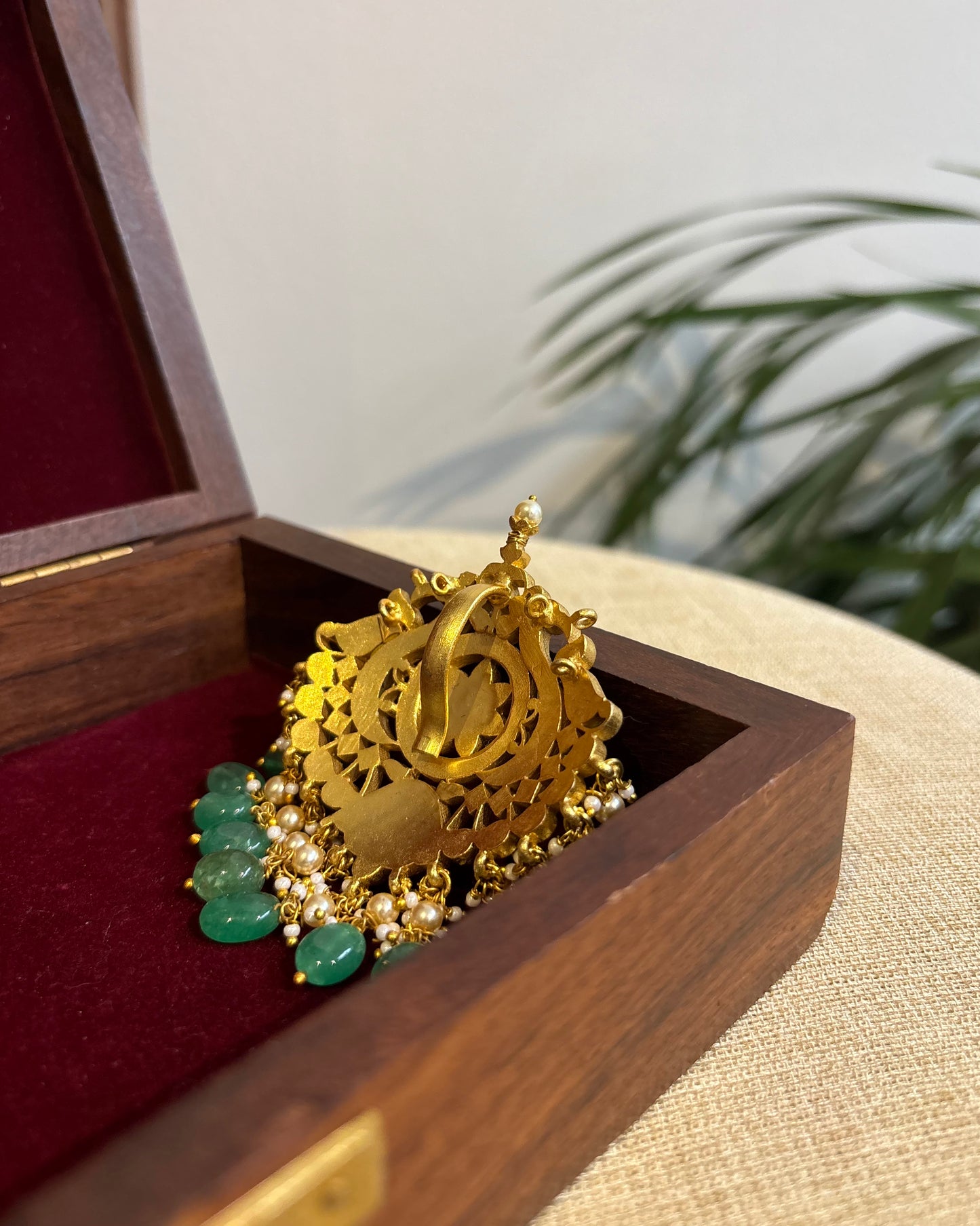 Multicolor Royal Floral Peacock Jadau Kundan Pendant | HA277