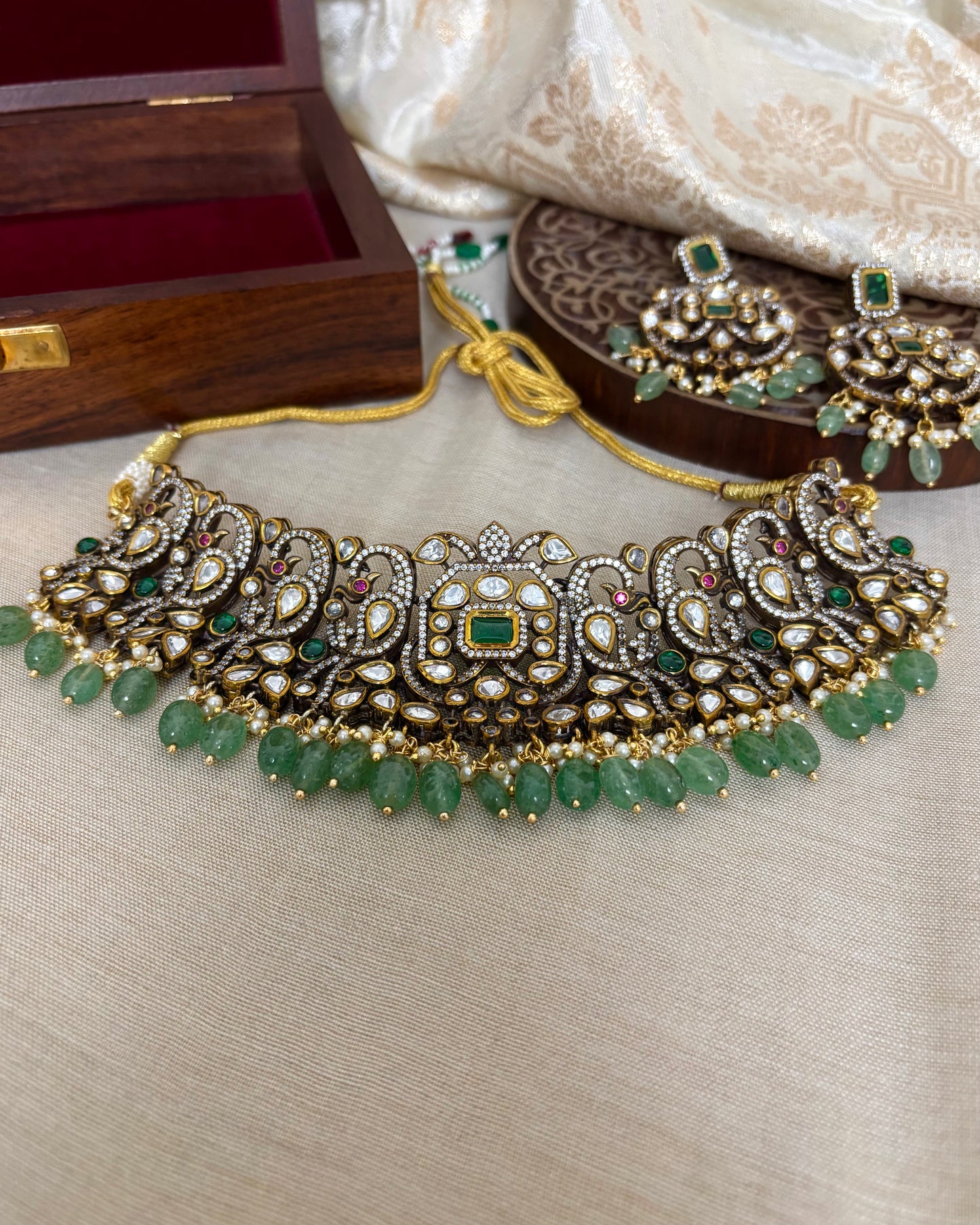 Mayura Victorian Moissanite Necklace Set | NC120
