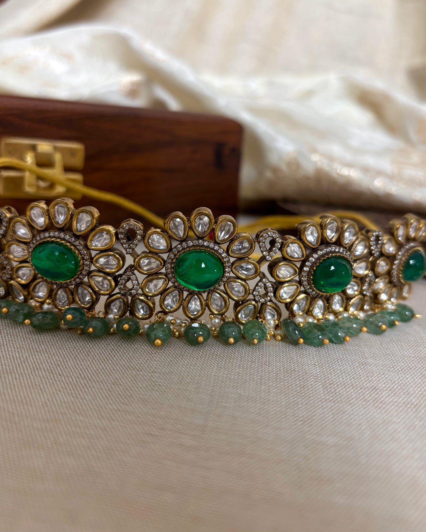 Floral Moissanite Bridal Choker with Earrings – Statement Jewellery | NC117