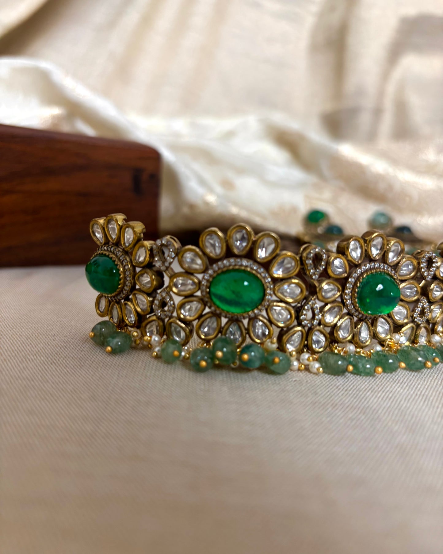 Floral Moissanite Bridal Choker with Earrings – Statement Jewellery | NC117