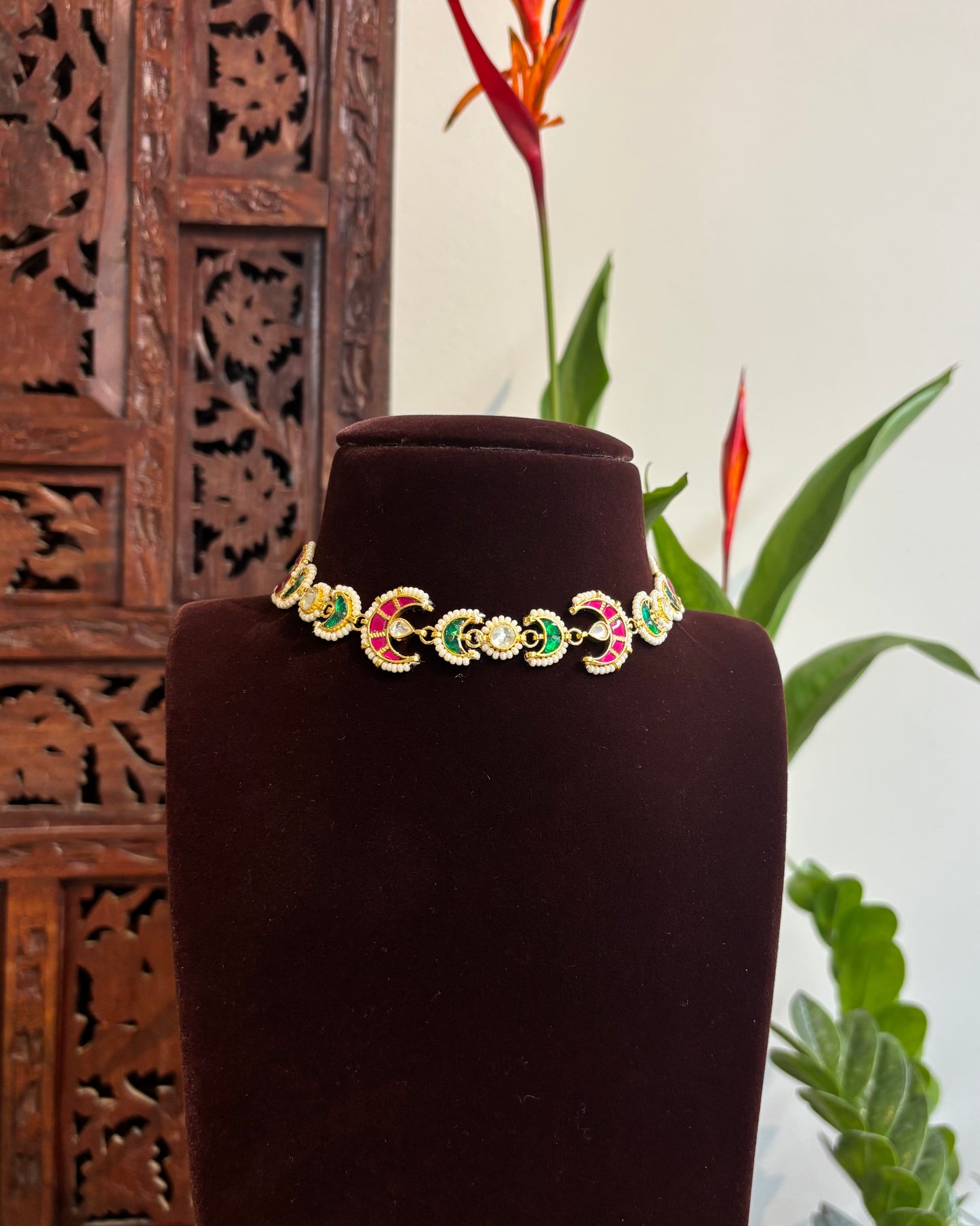 Statement Multi-Color Chand Kundan Choker | Handmade Gold Plated | NC179