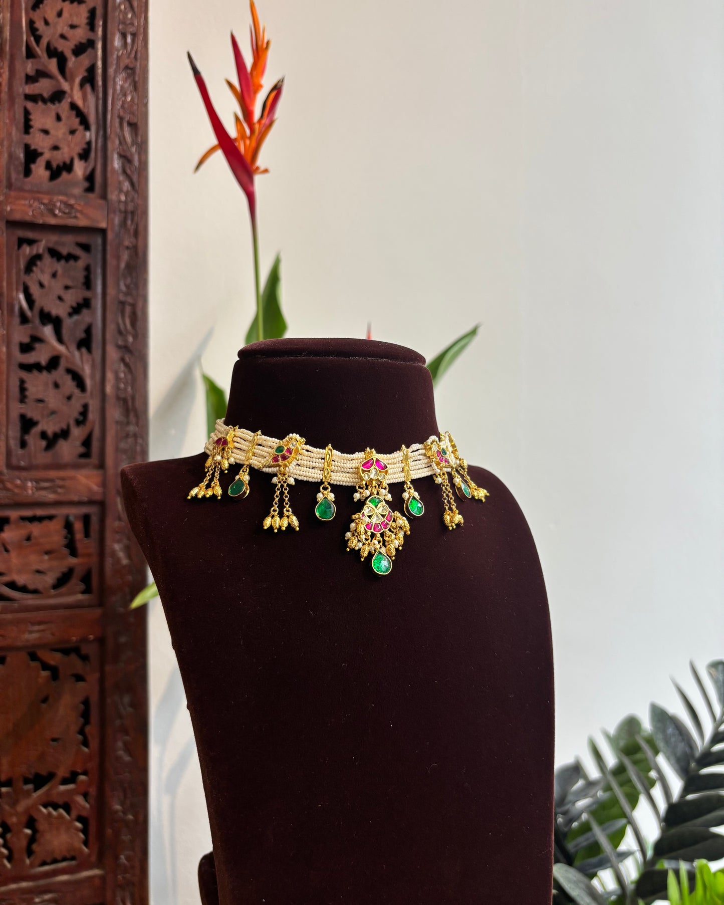 Festive Pearl Kundan Choker set with Charms – Traditional Handcrafted Jewellery| NC186