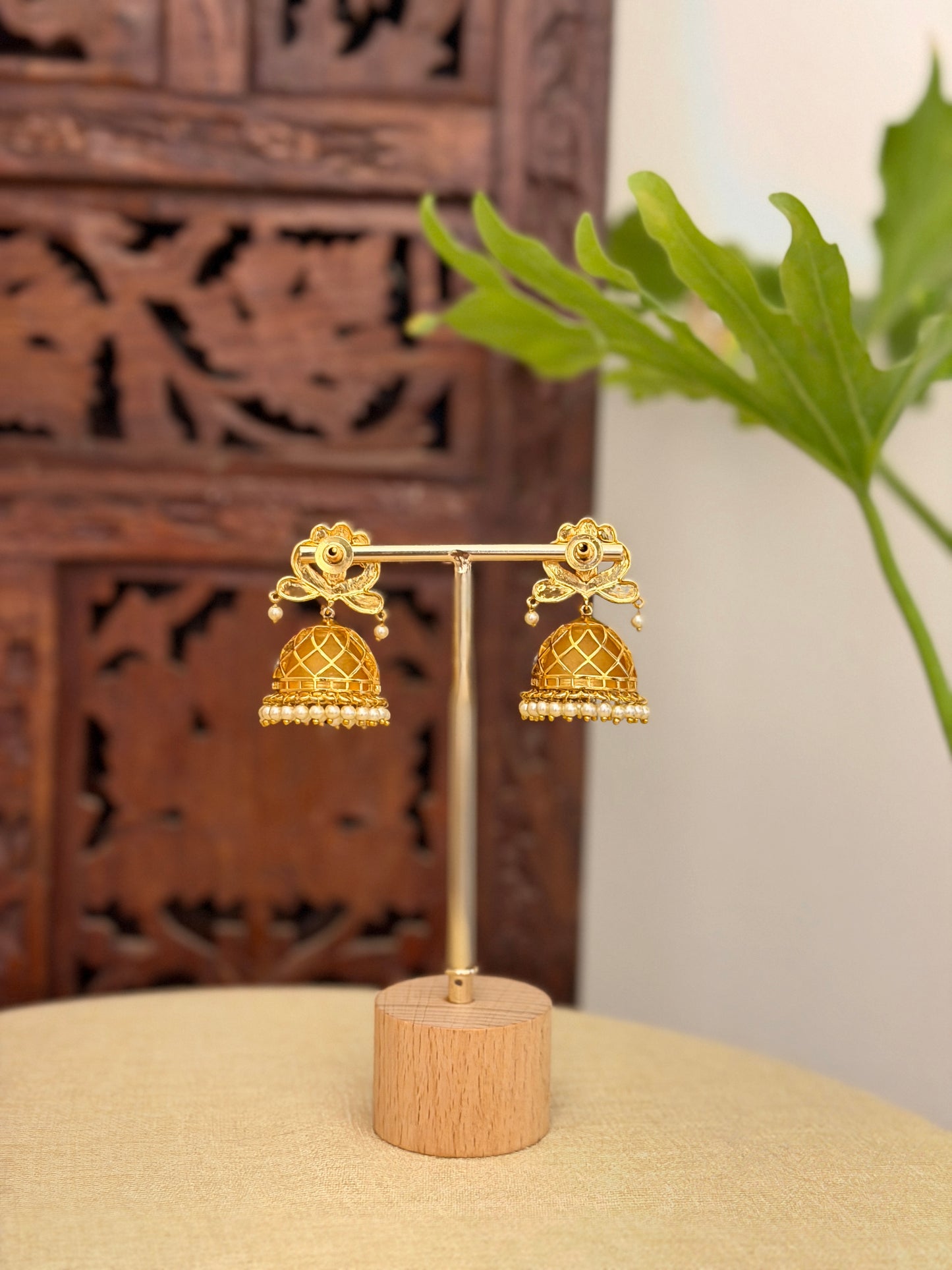 Multicolor Floral Jadau Kundan Jhumkas | ER407