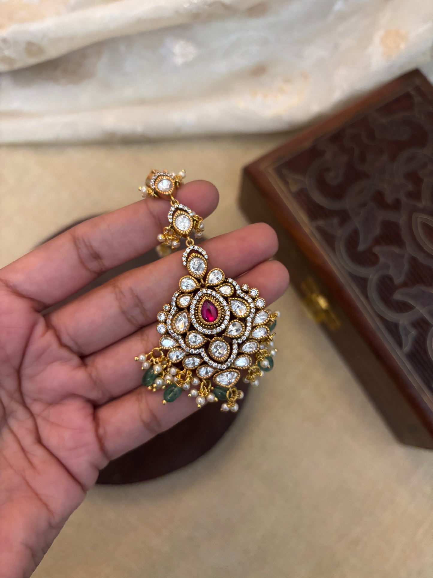Victorian Mossanite Maang Tikka | MT079