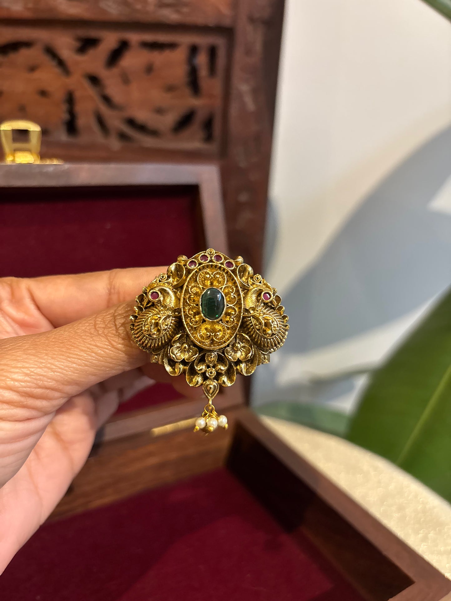 Antique Jadau Mango Peacock Hair Pin | HA241