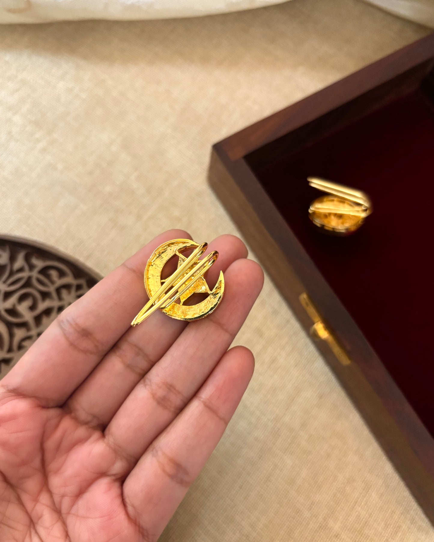 Jadau Kundan Sun & Moon Hair Accessory – Gold Plated Traditional Set | HA116
