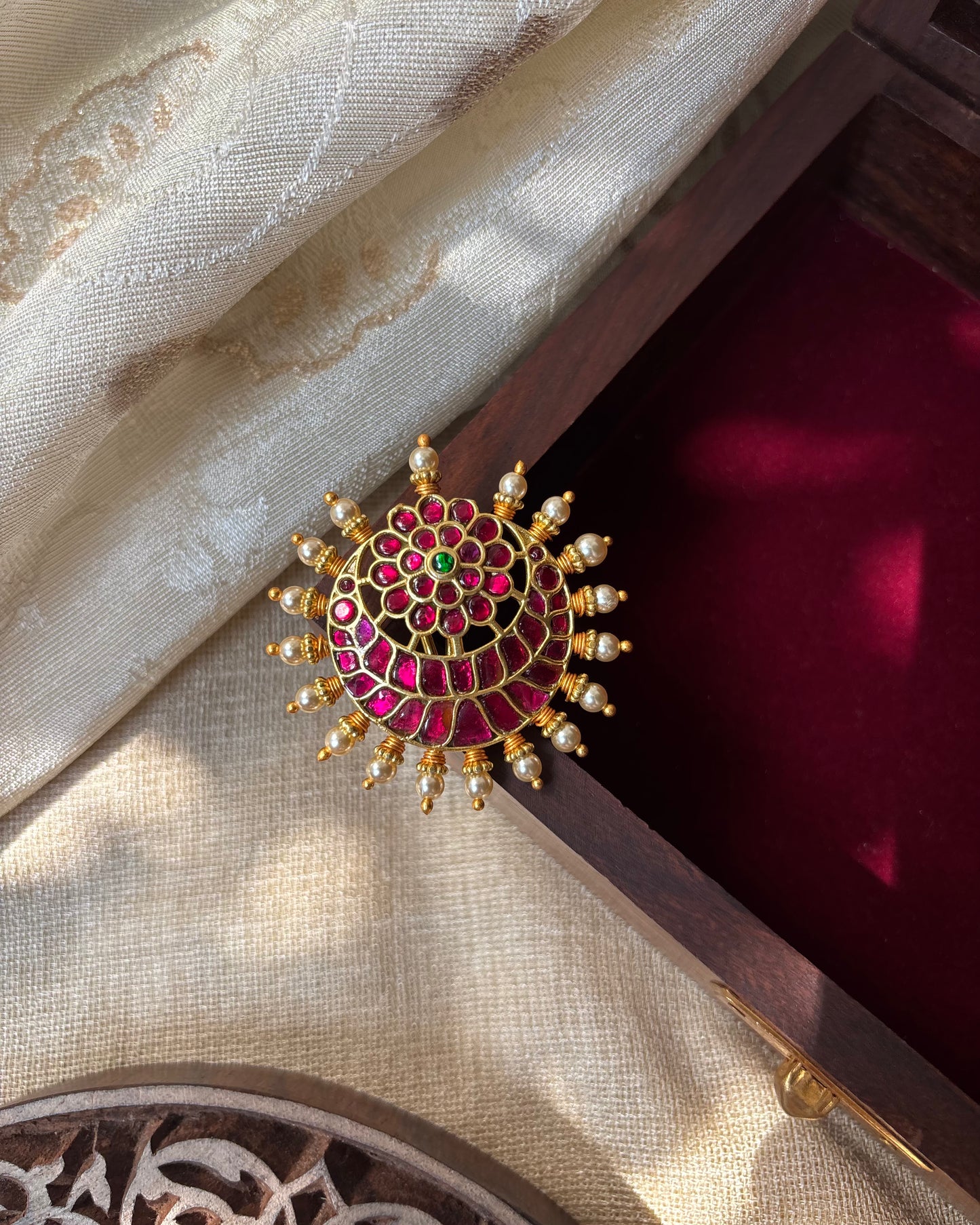 Jadau Kundan Sun & Moon Hair Accessory – Gold Plated Traditional Set | HA124