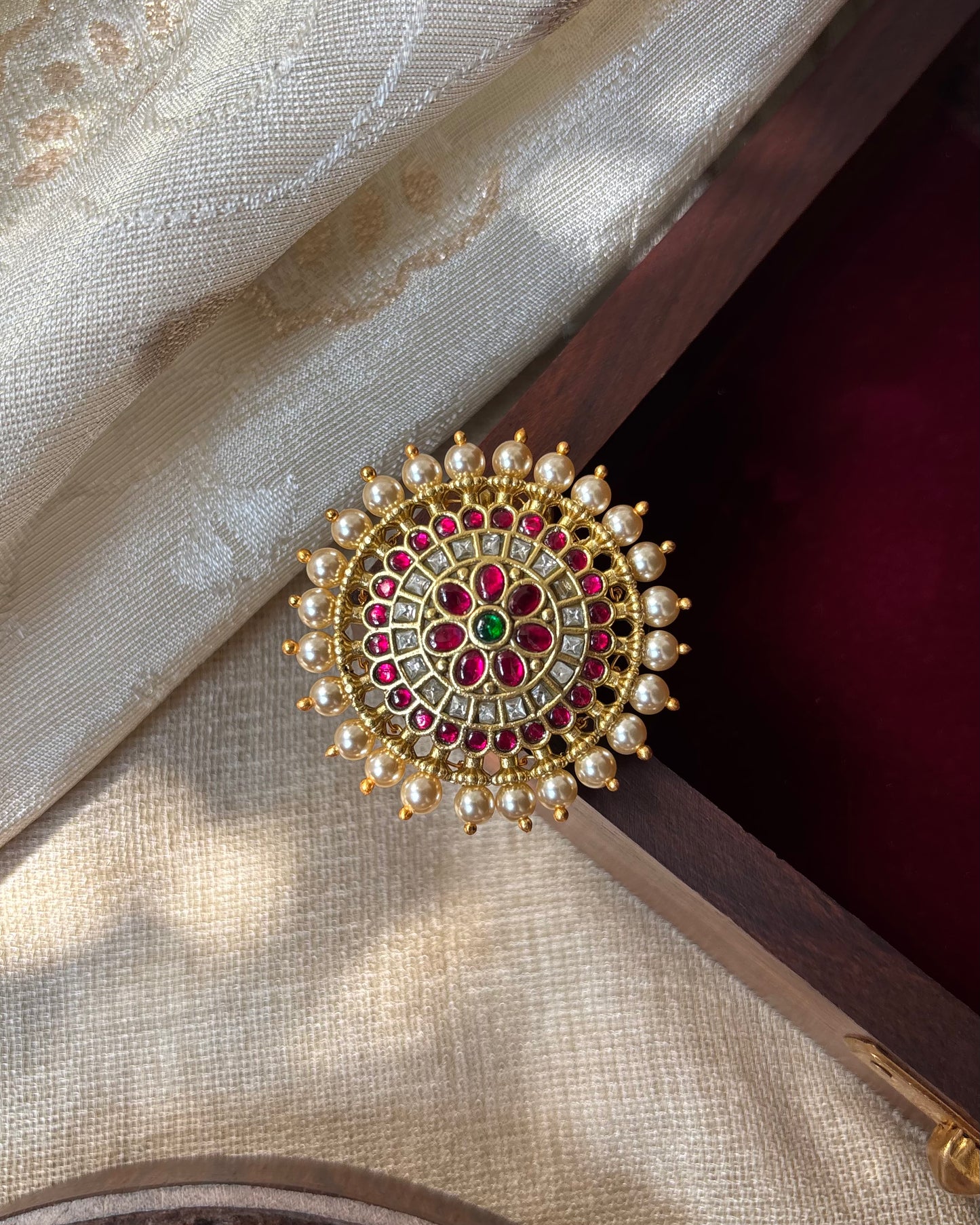 Jadau Kundan Sun & Moon Hair Accessory – Gold Plated Traditional Set | HA124