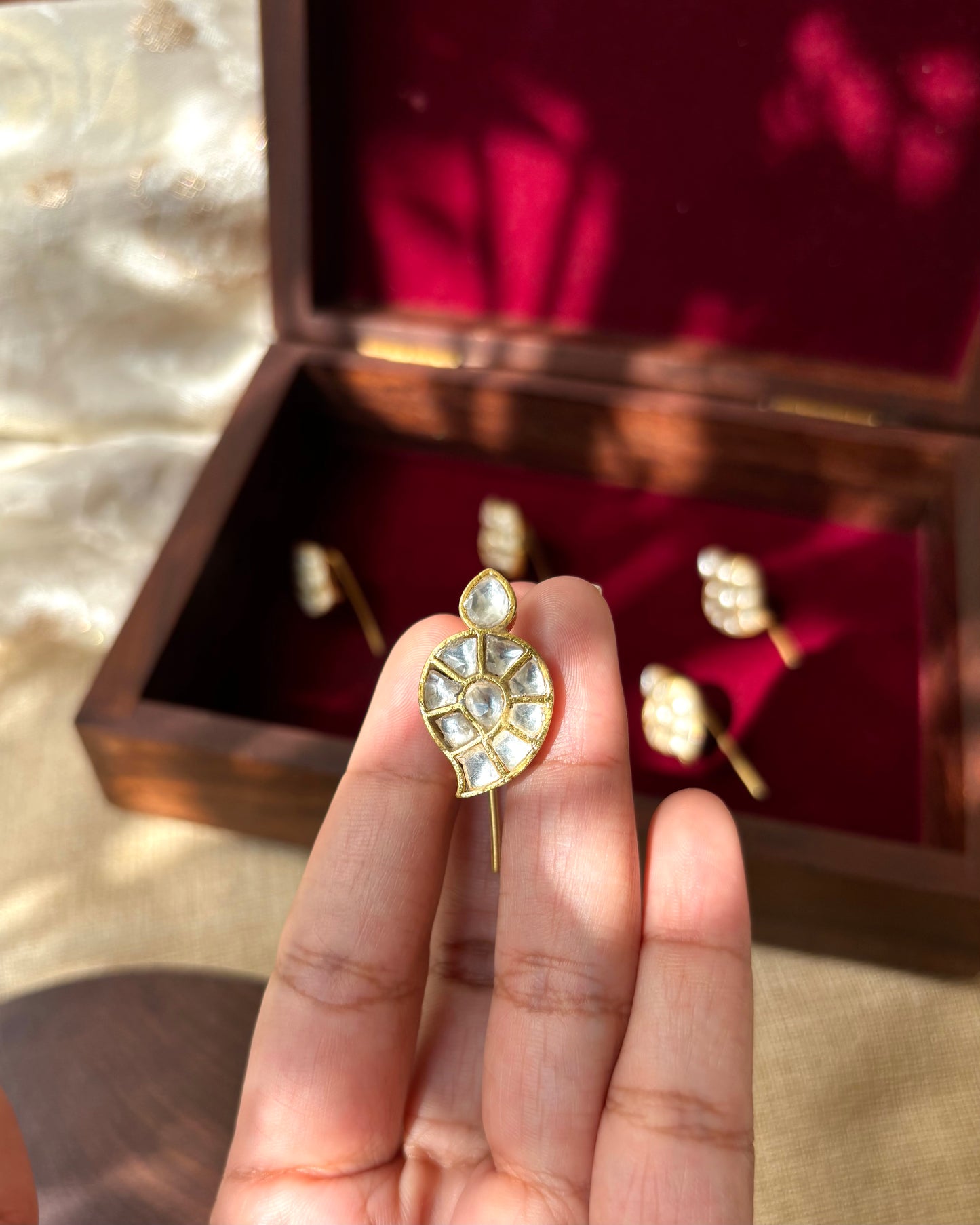 Gold-Plated Jadau Kundan Mango Hair Pin | HA117