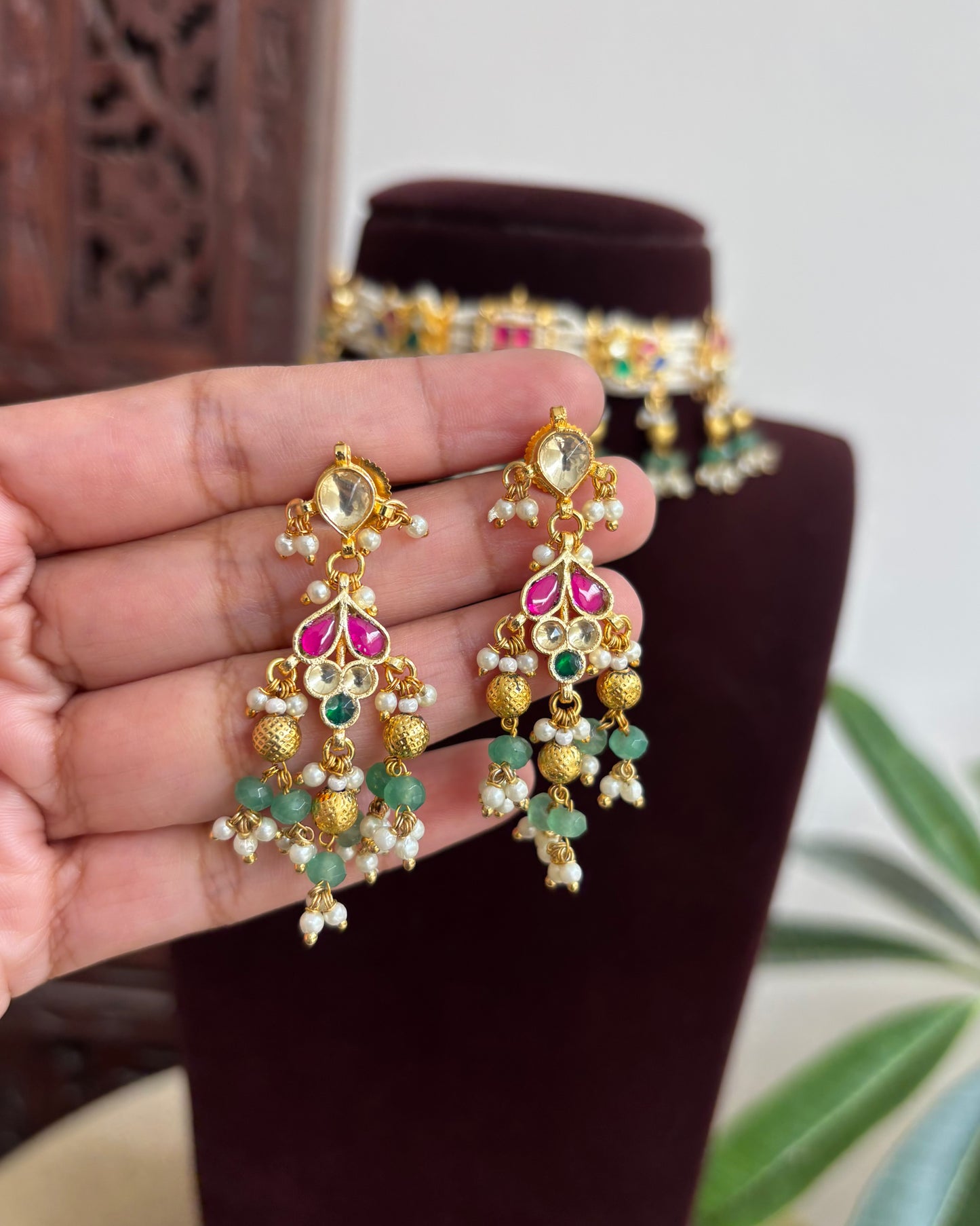 Festive Pearl Kundan Choker set with Charms – Traditional Handcrafted Jewellery| NC437