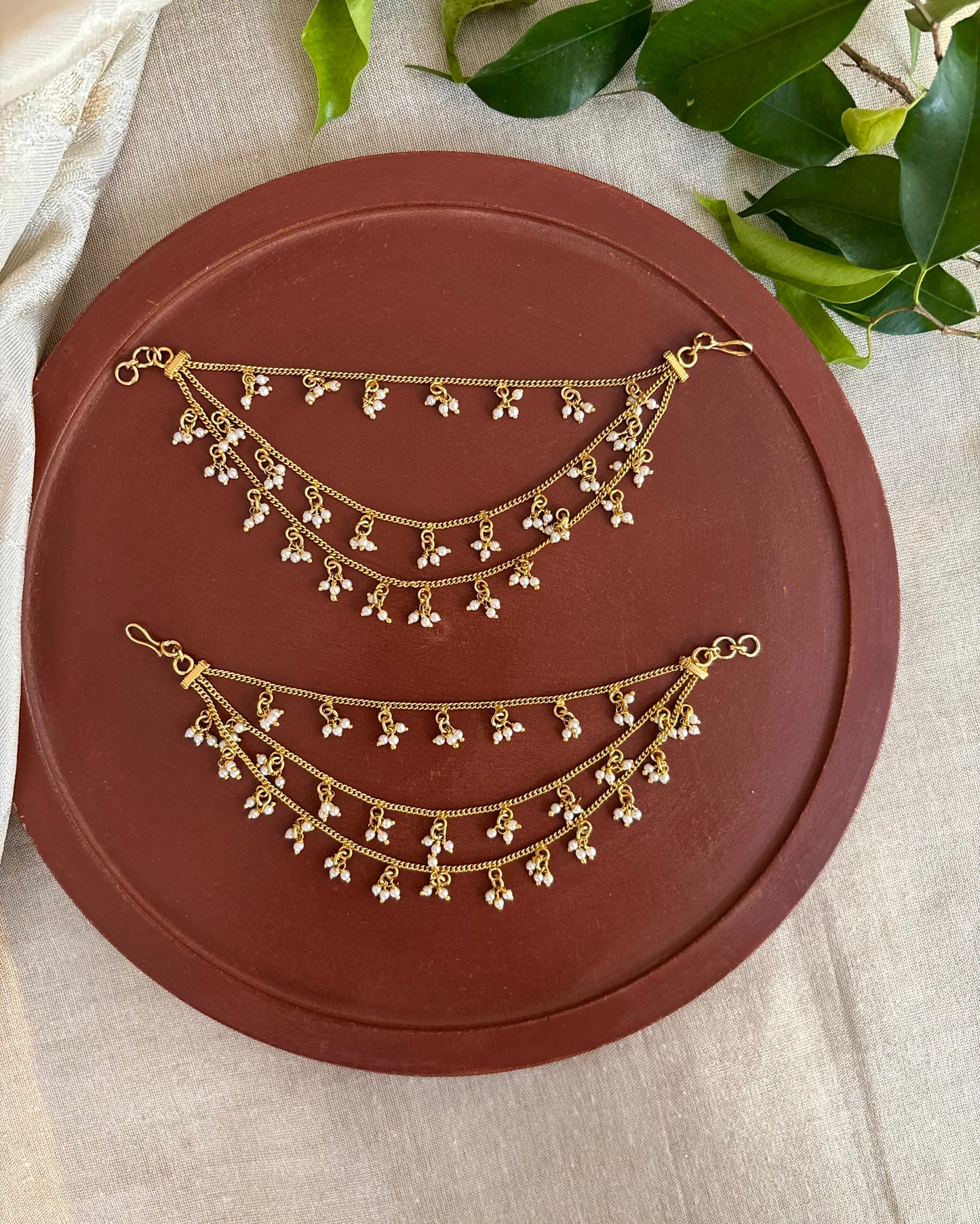 Three-Layer Minimal Antique Ear Chain | EC115