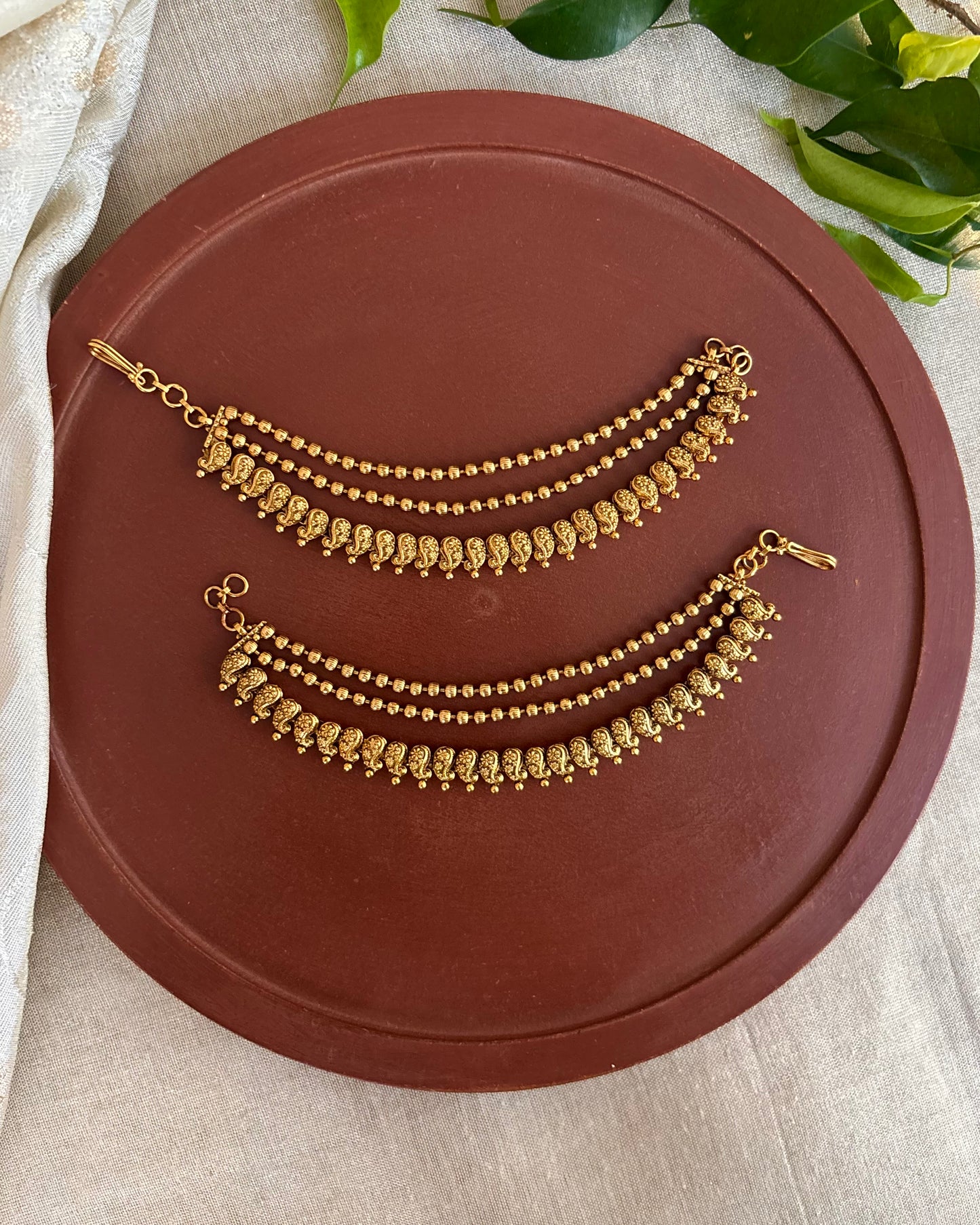 Three-Layer Mango Antique Ear Chain | EC120