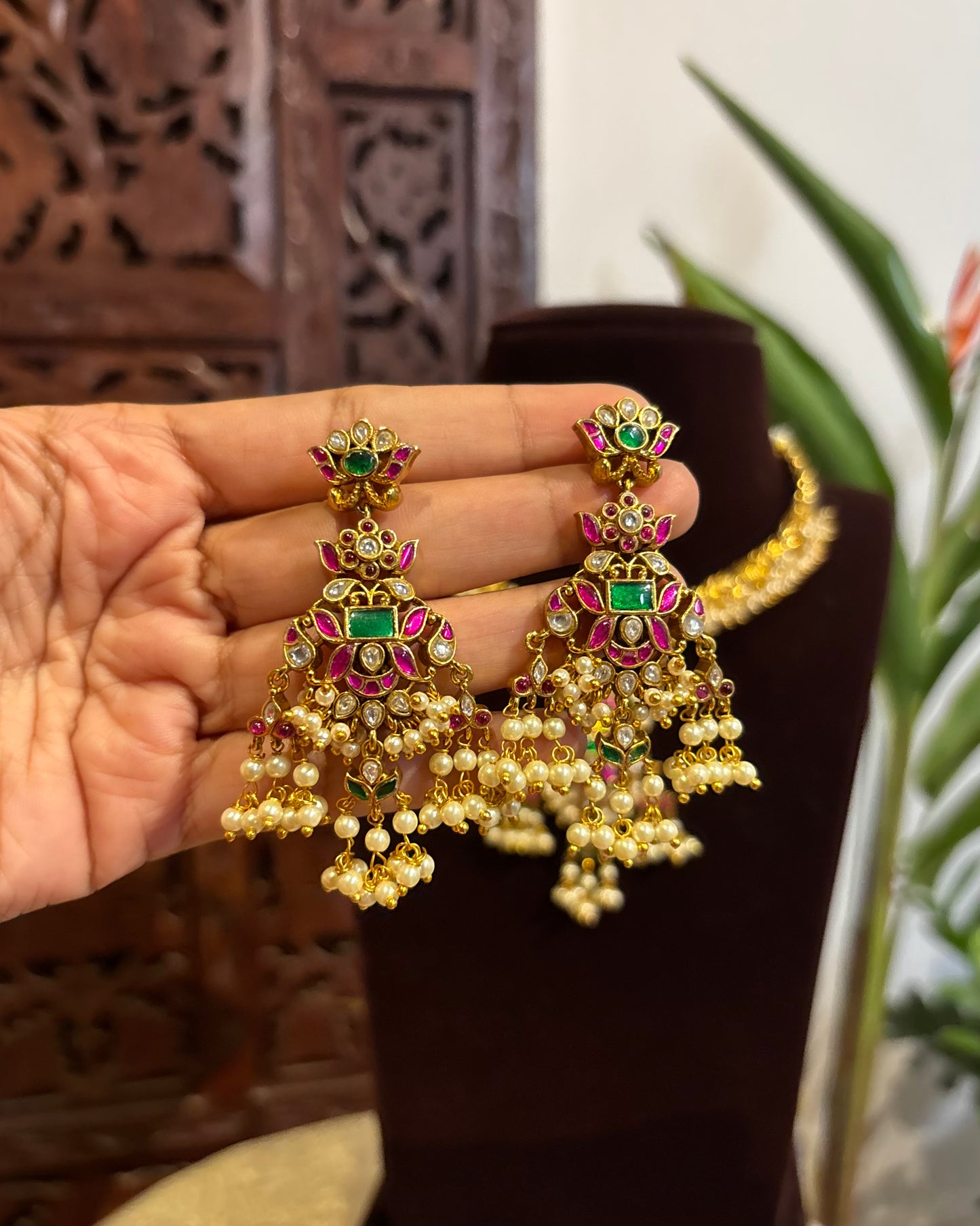 Bloom Floral Kanti Necklace Set – Statement Style with Matching Earrings | NC206