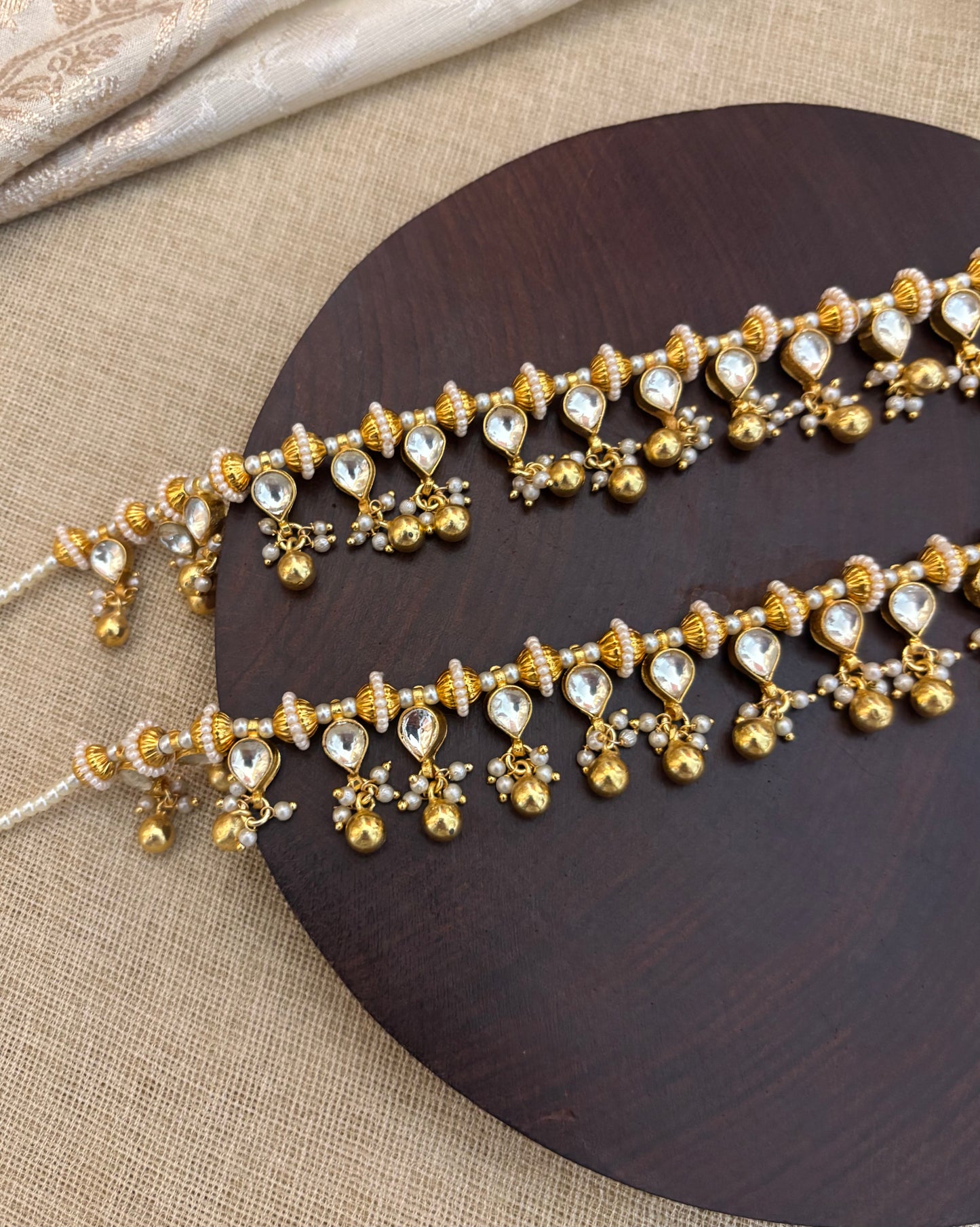 Handcrafted Pachi Kundan Anklets | AN001